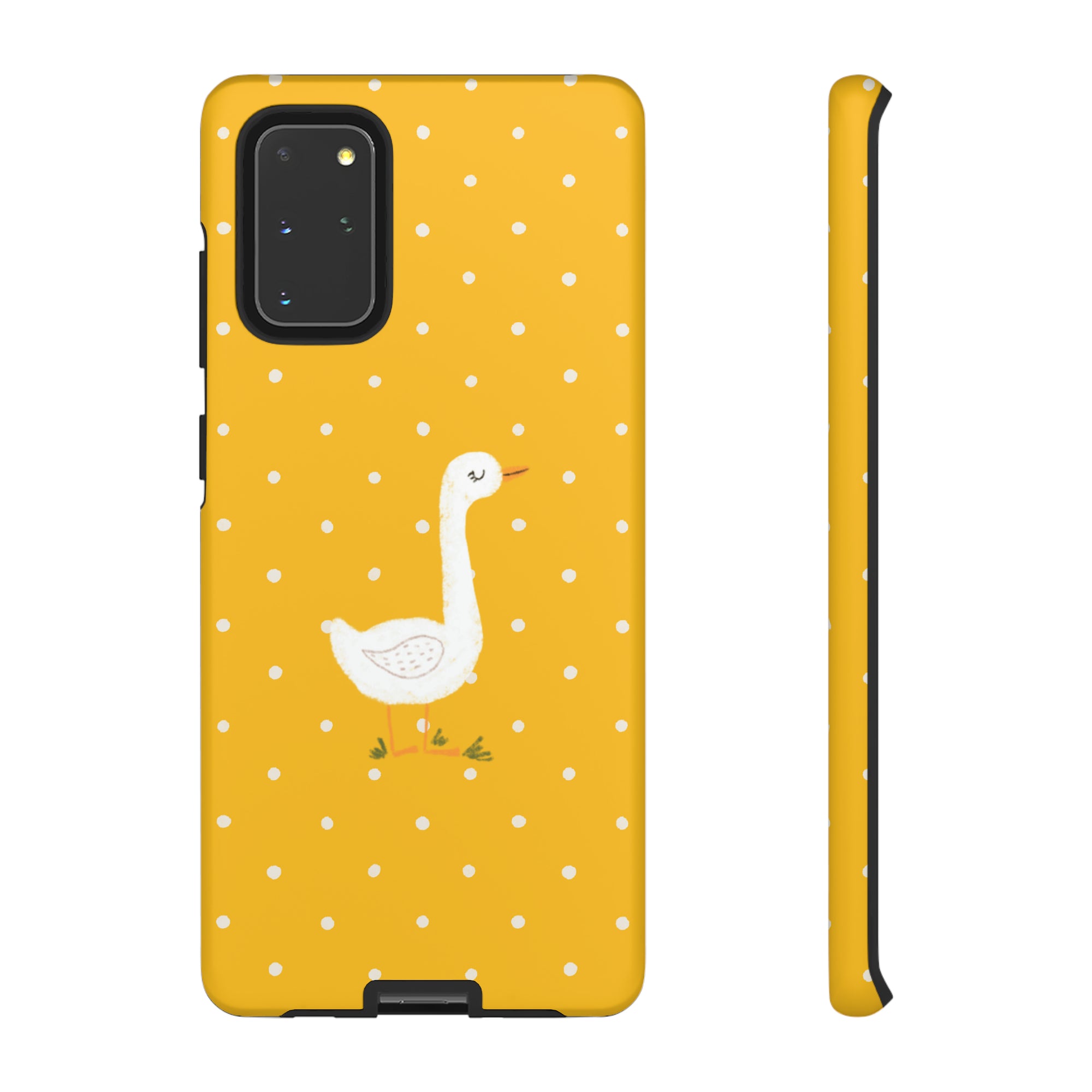 Sweet Goose on Yellow Polk-a-dot  - Tough Phone Case