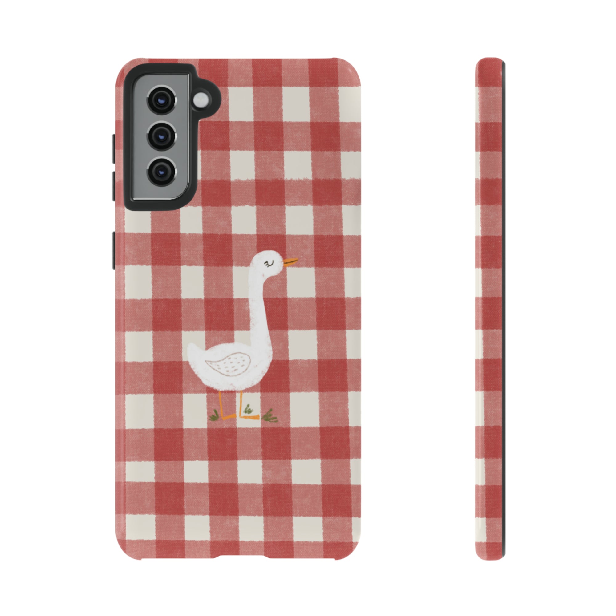 Sweet Goose on Red Plaid - Tough Phone Case