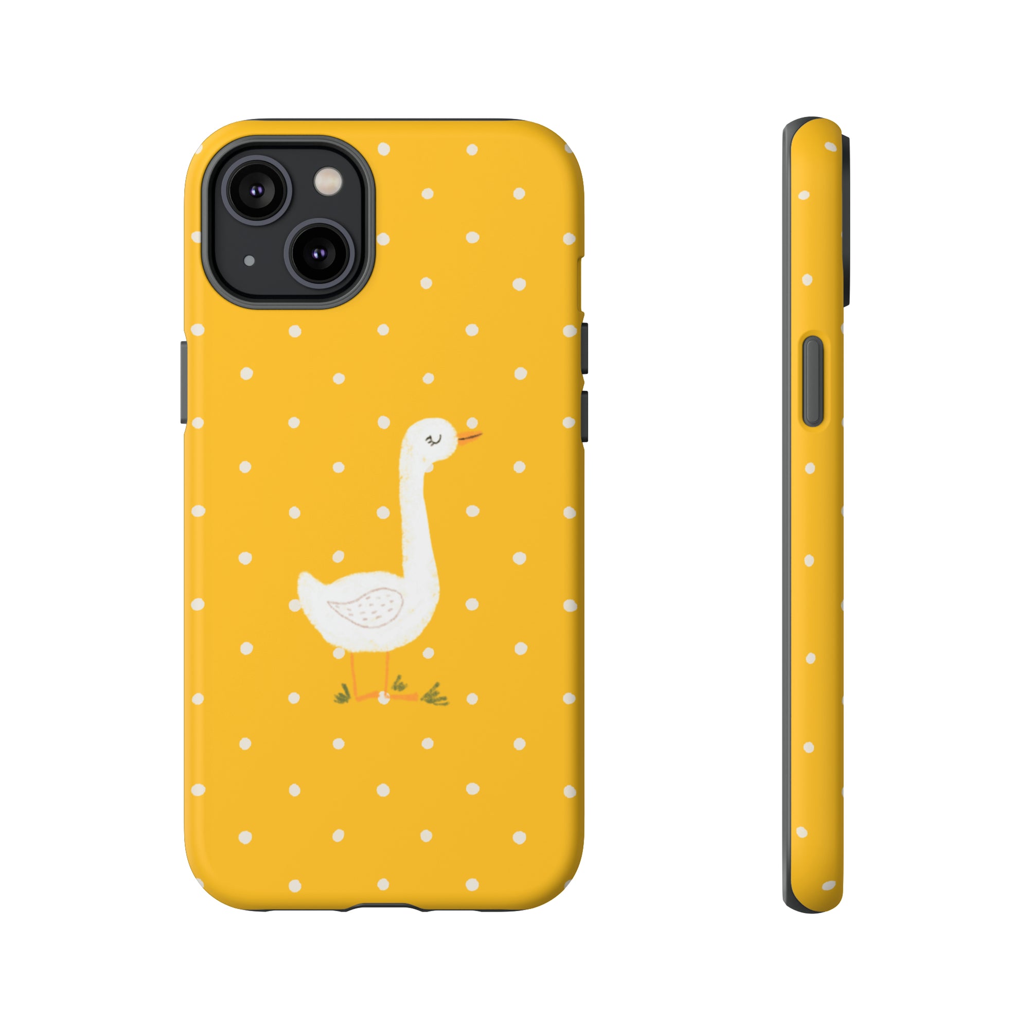 Sweet Goose on Yellow Polk-a-dot  - Tough Phone Case