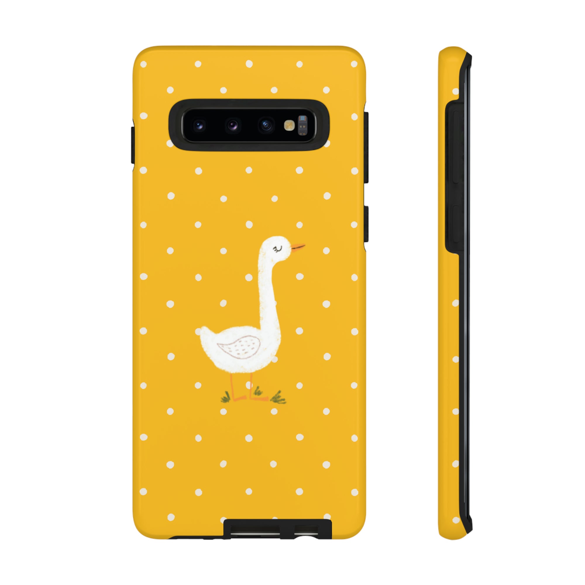 Sweet Goose on Yellow Polk-a-dot  - Tough Phone Case