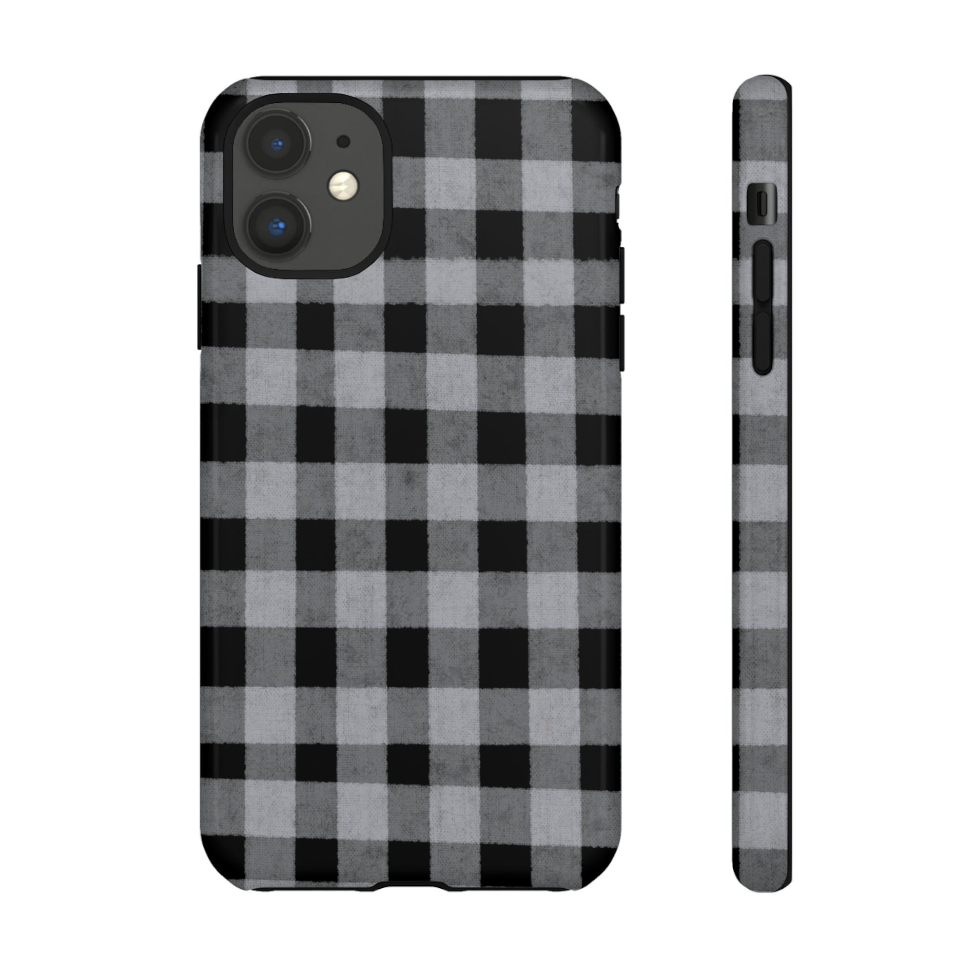 Black and Gray Buffalo Plaid - Tough Phone Case