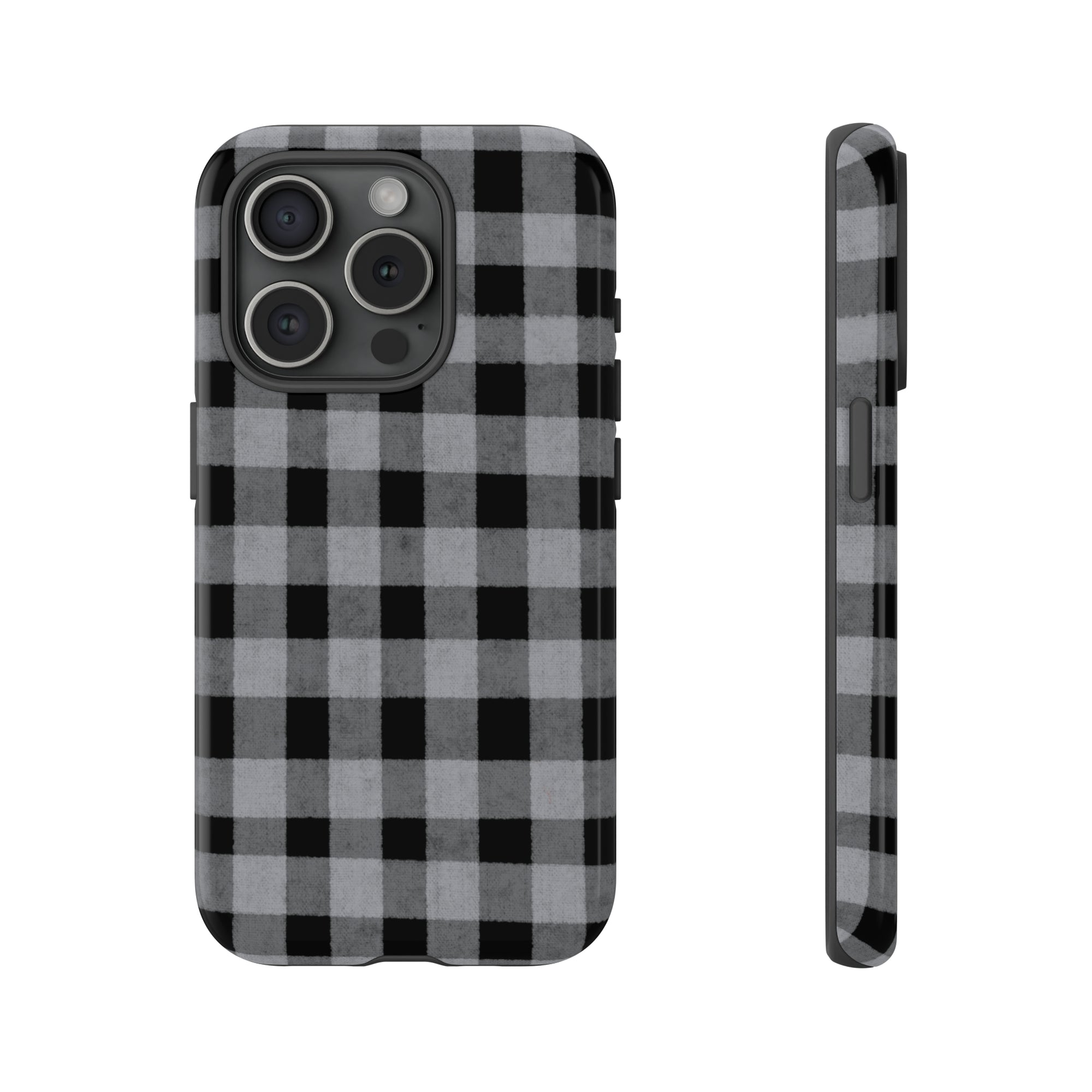 Black and Gray Buffalo Plaid - Tough Phone Case