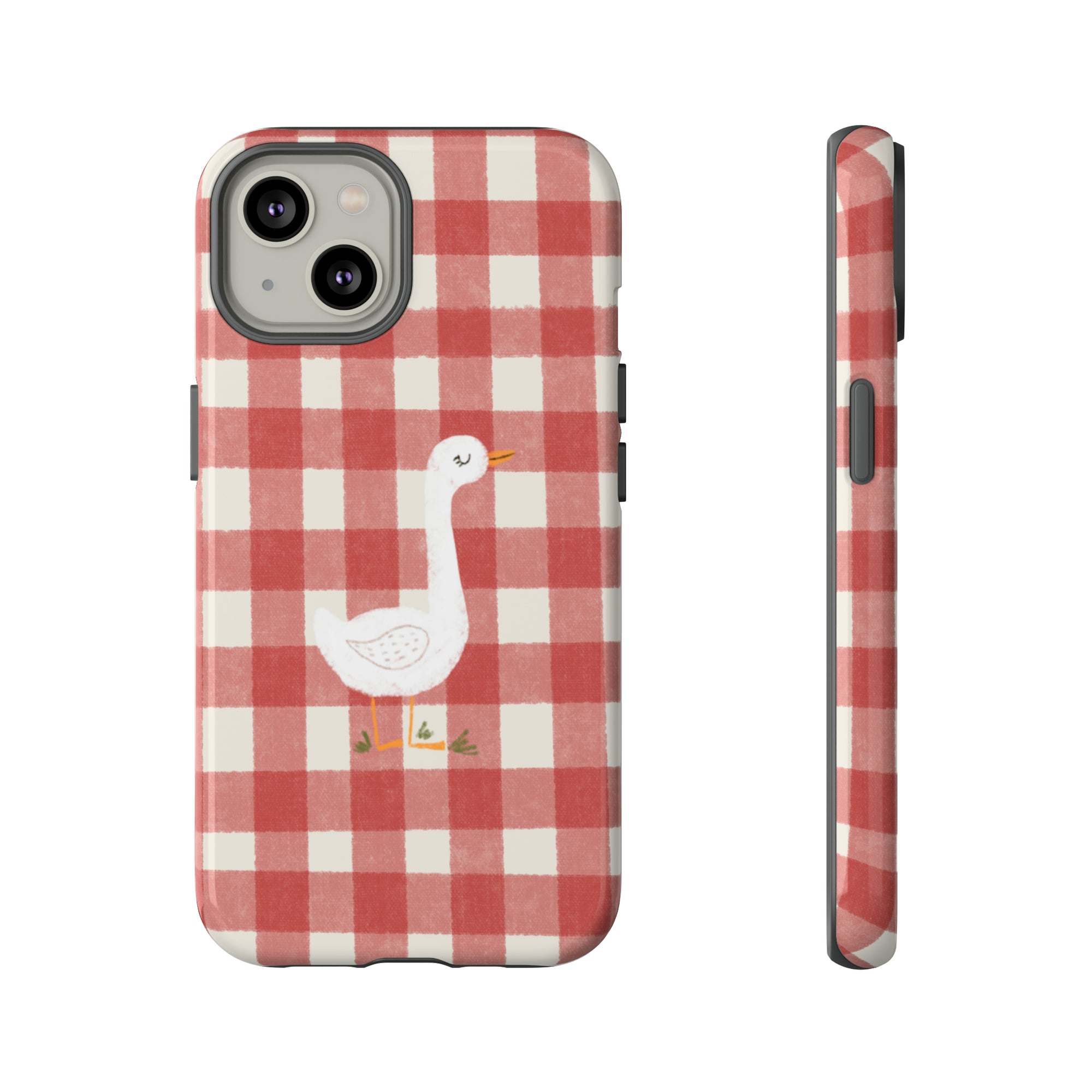 Sweet Goose on Red Plaid - Tough Phone Case