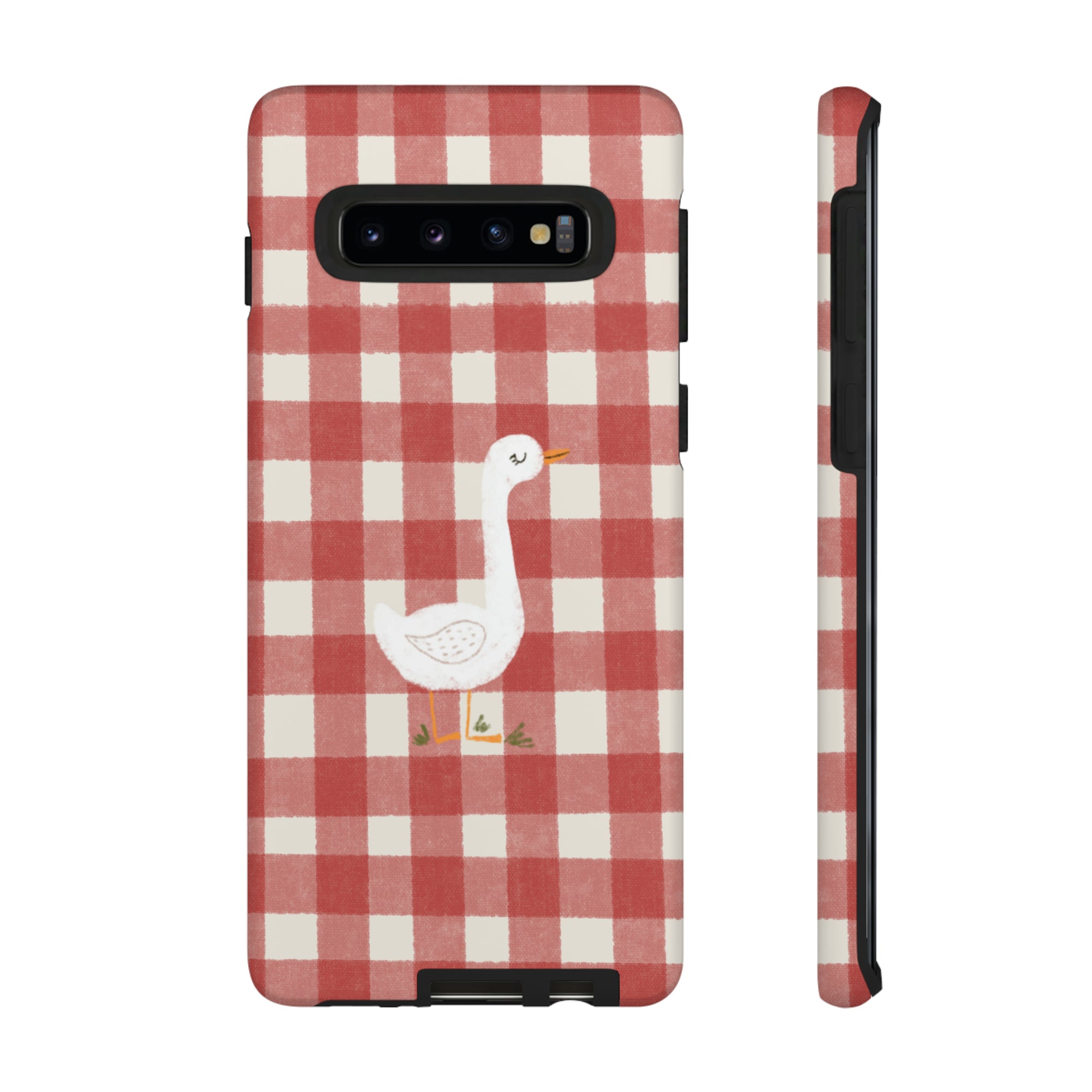 Sweet Goose on Red Plaid - Tough Phone Case