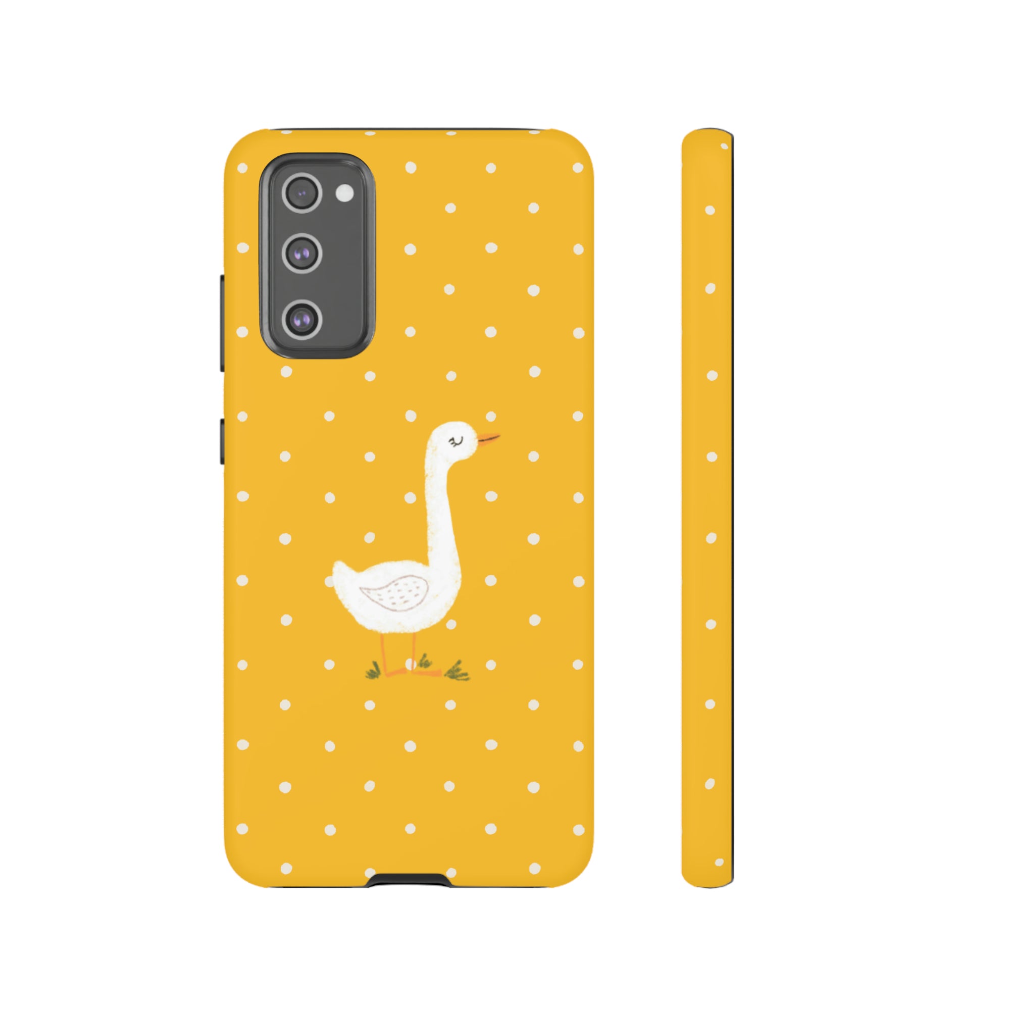 Sweet Goose on Yellow Polk-a-dot  - Tough Phone Case