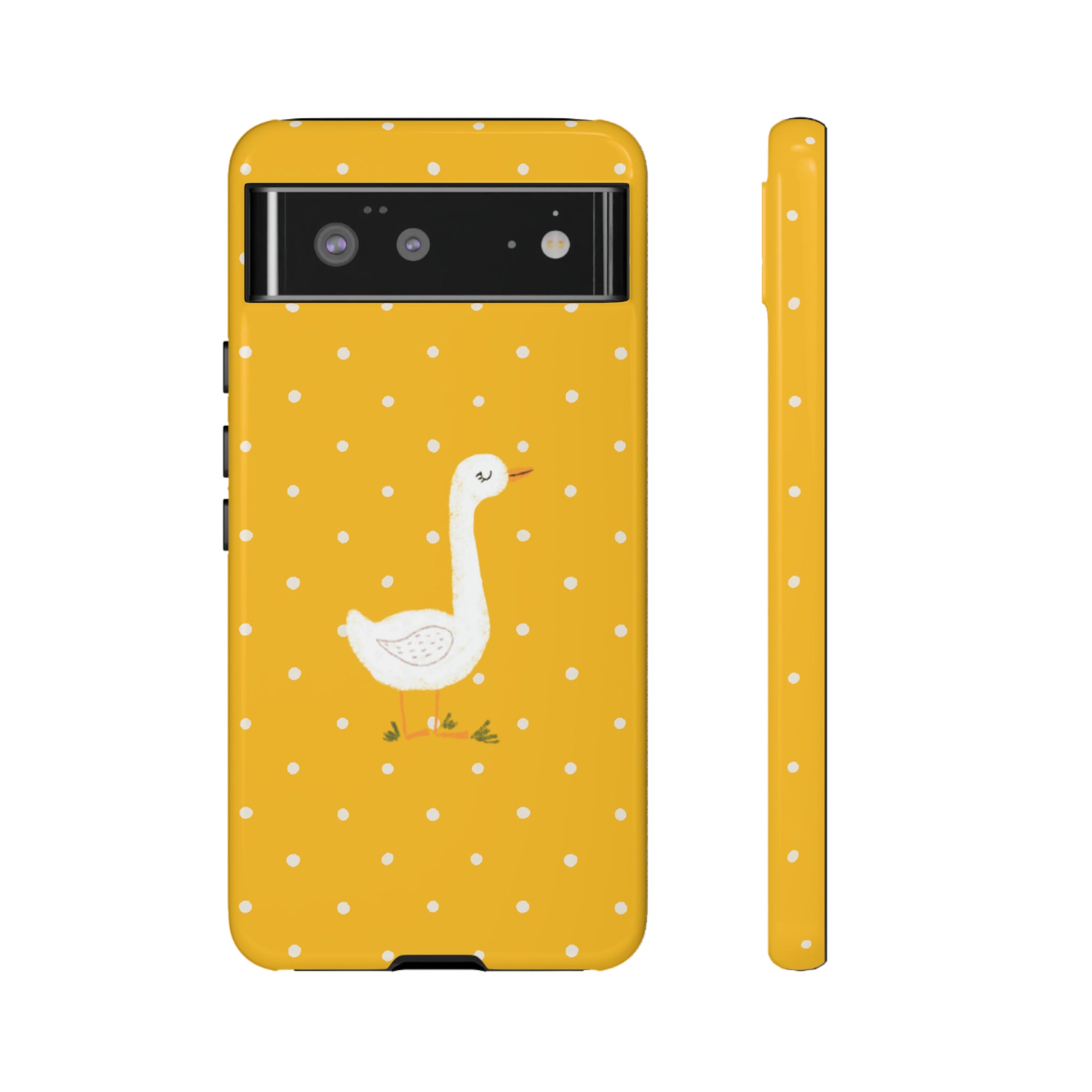 Sweet Goose on Yellow Polk-a-dot  - Tough Phone Case