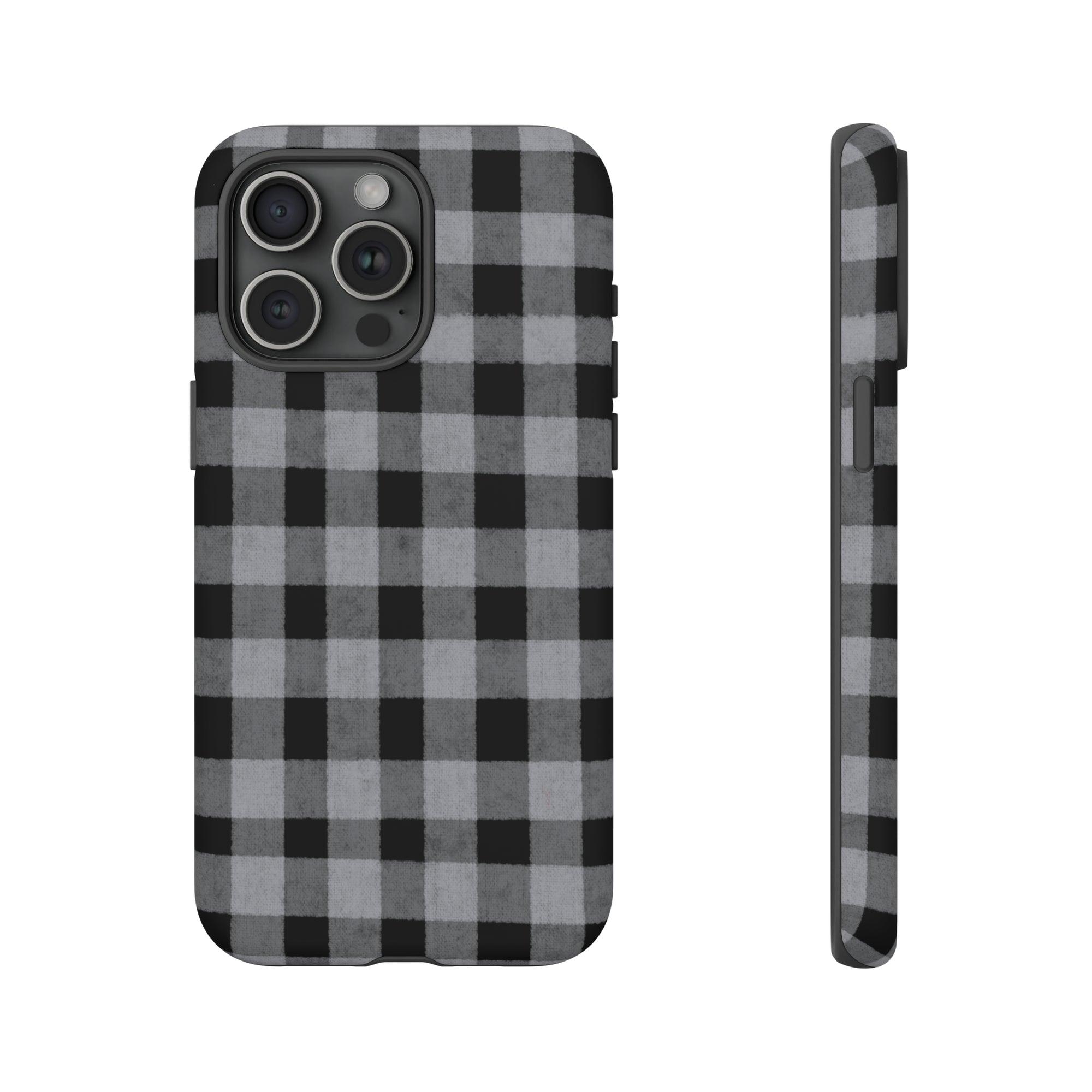 Black and Gray Buffalo Plaid - Tough Phone Case