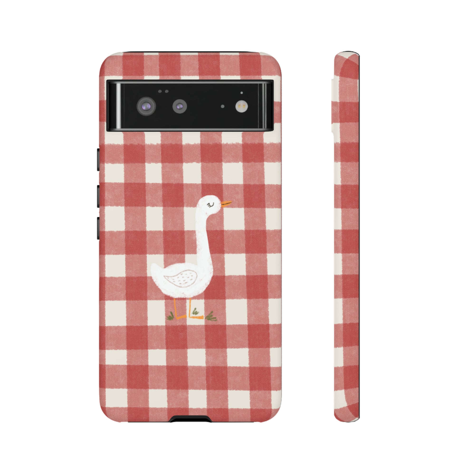 Sweet Goose on Red Plaid - Tough Phone Case