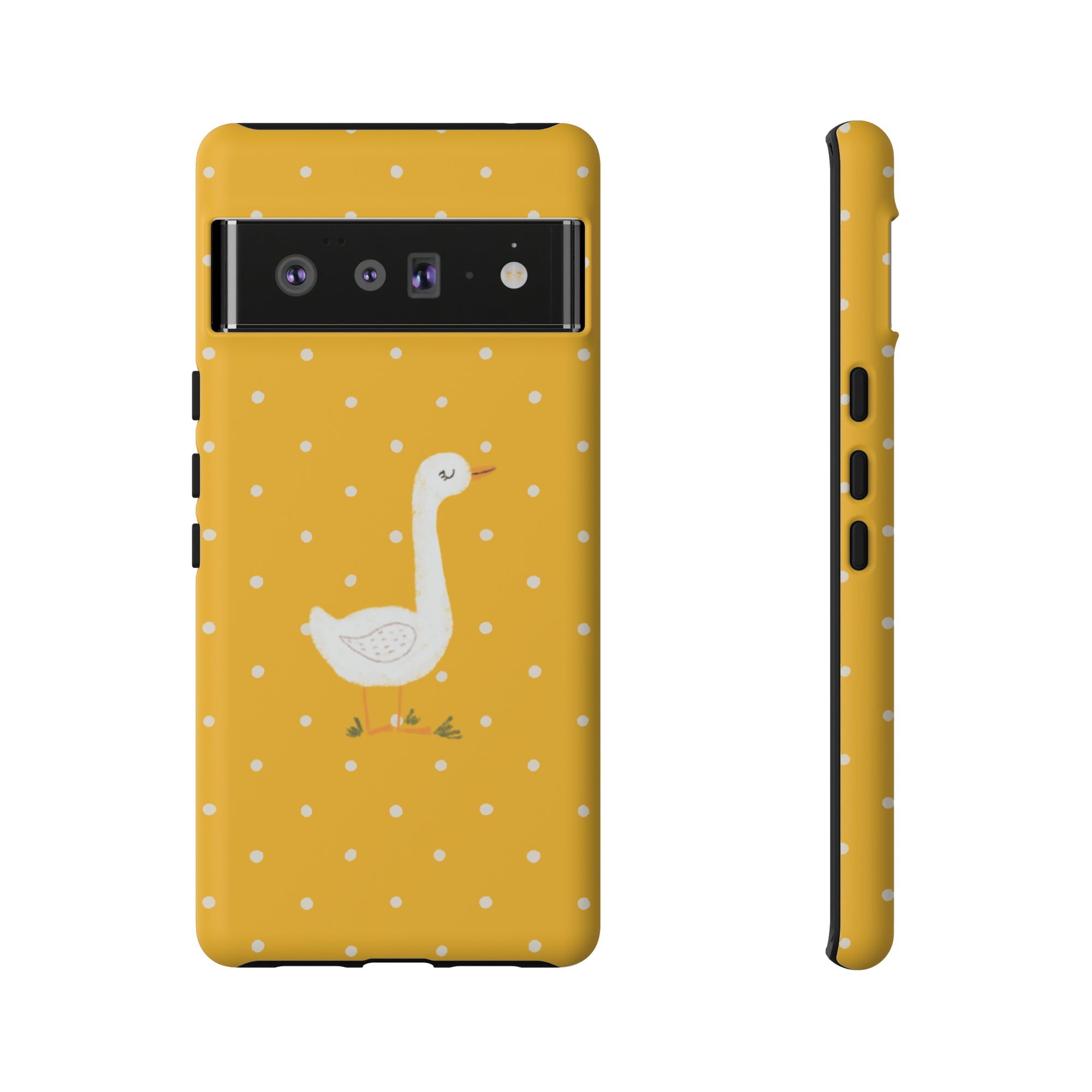 Sweet Goose on Yellow Polk-a-dot  - Tough Phone Case