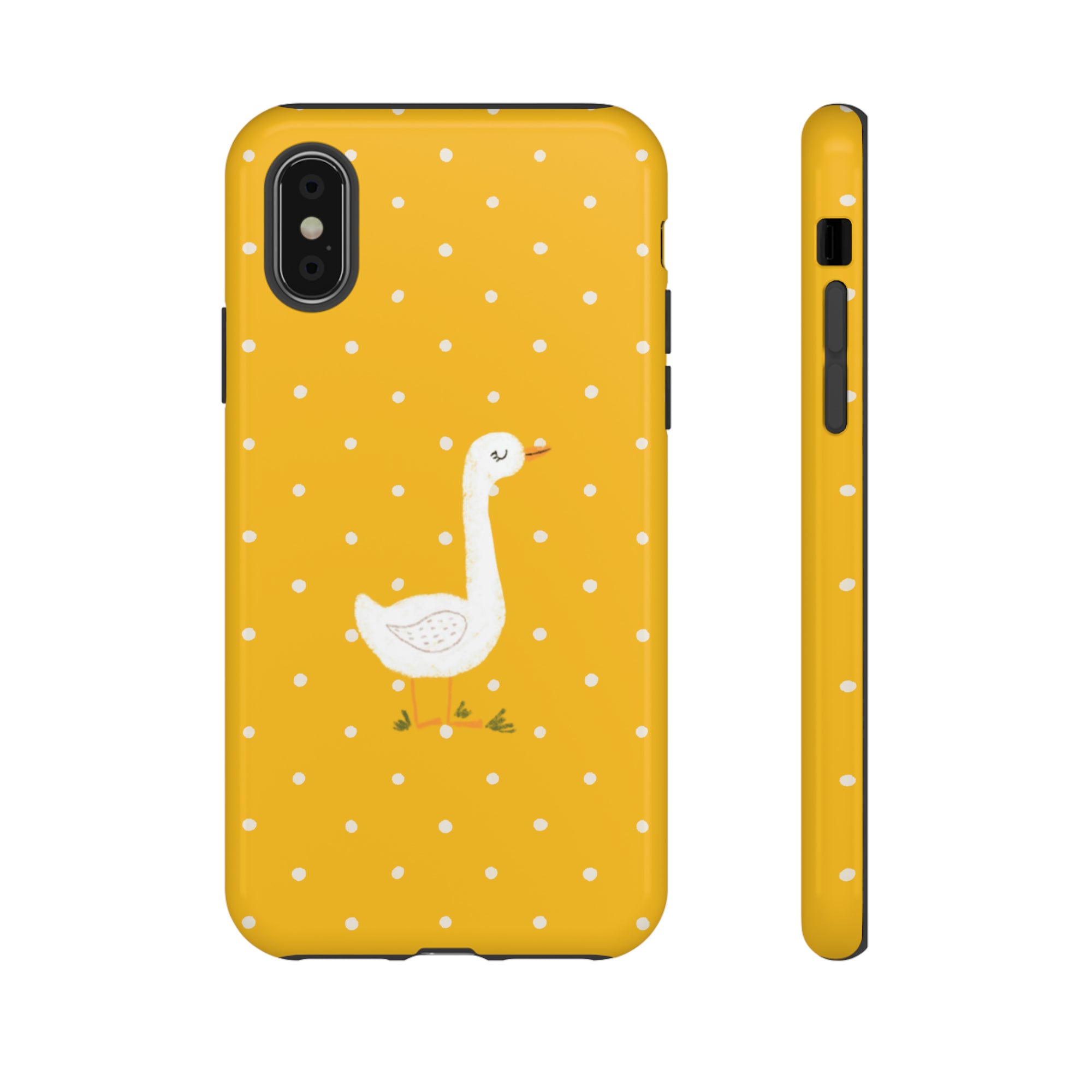 Sweet Goose on Yellow Polk-a-dot  - Tough Phone Case