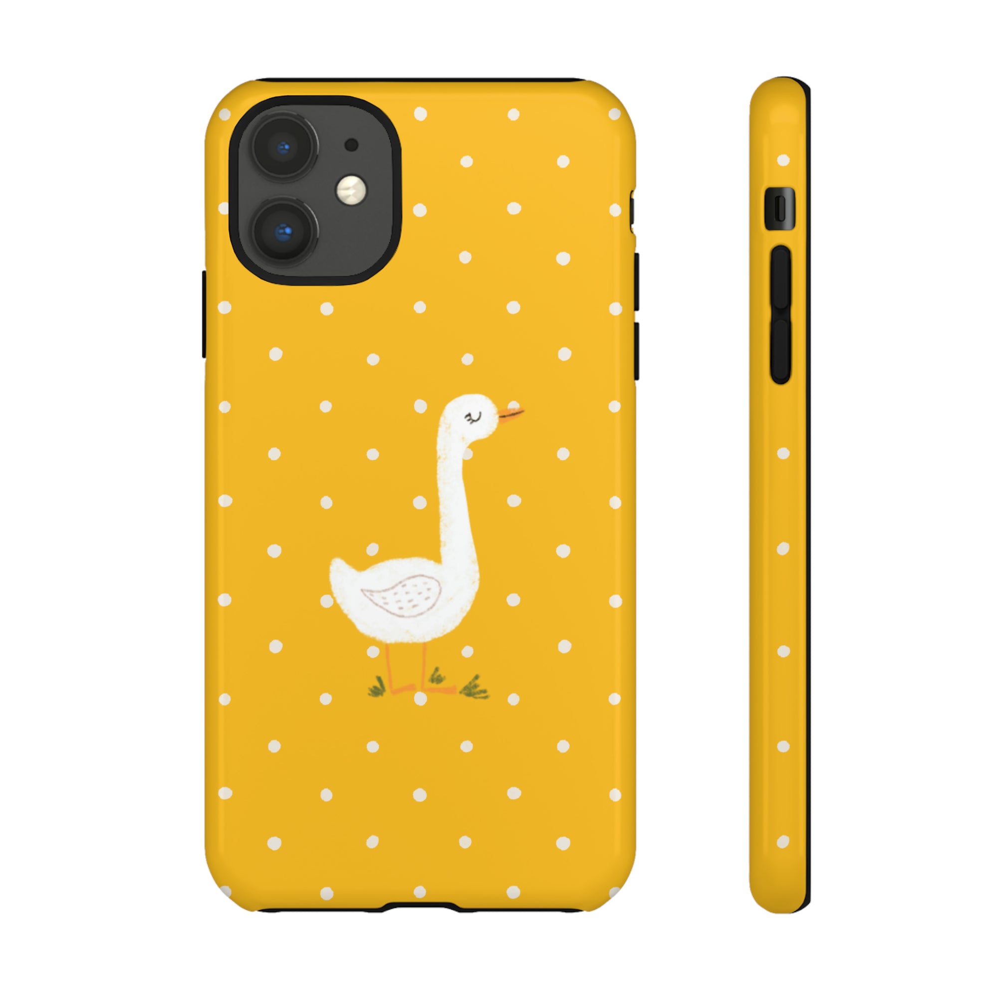 Sweet Goose on Yellow Polk-a-dot  - Tough Phone Case