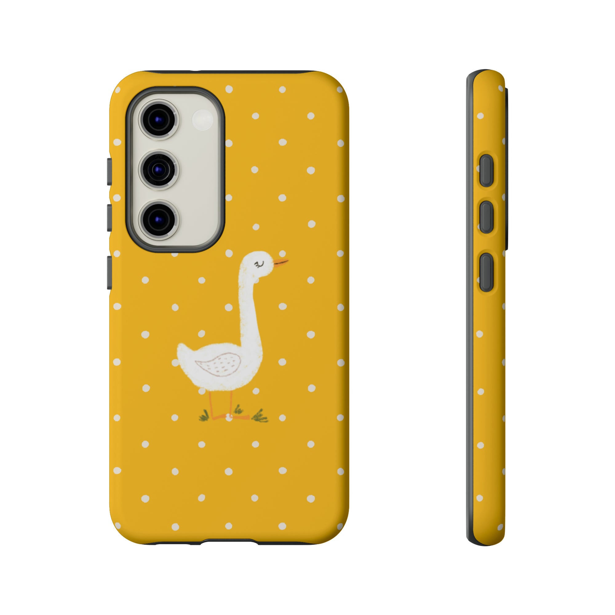 Sweet Goose on Yellow Polk-a-dot  - Tough Phone Case