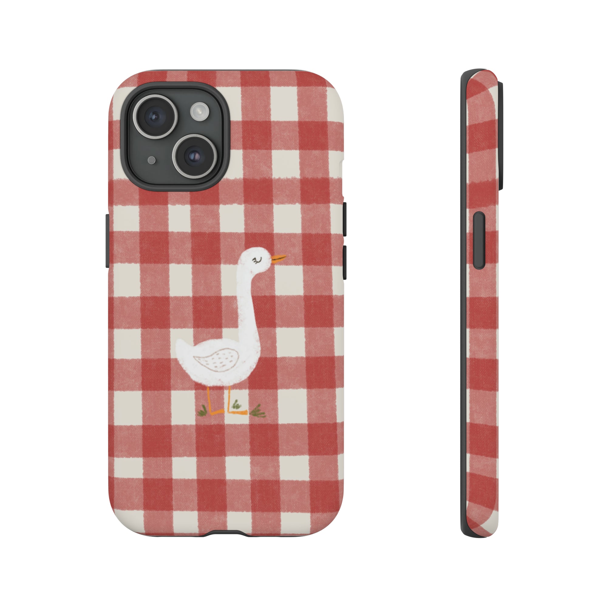 Sweet Goose on Red Plaid - Tough Phone Case