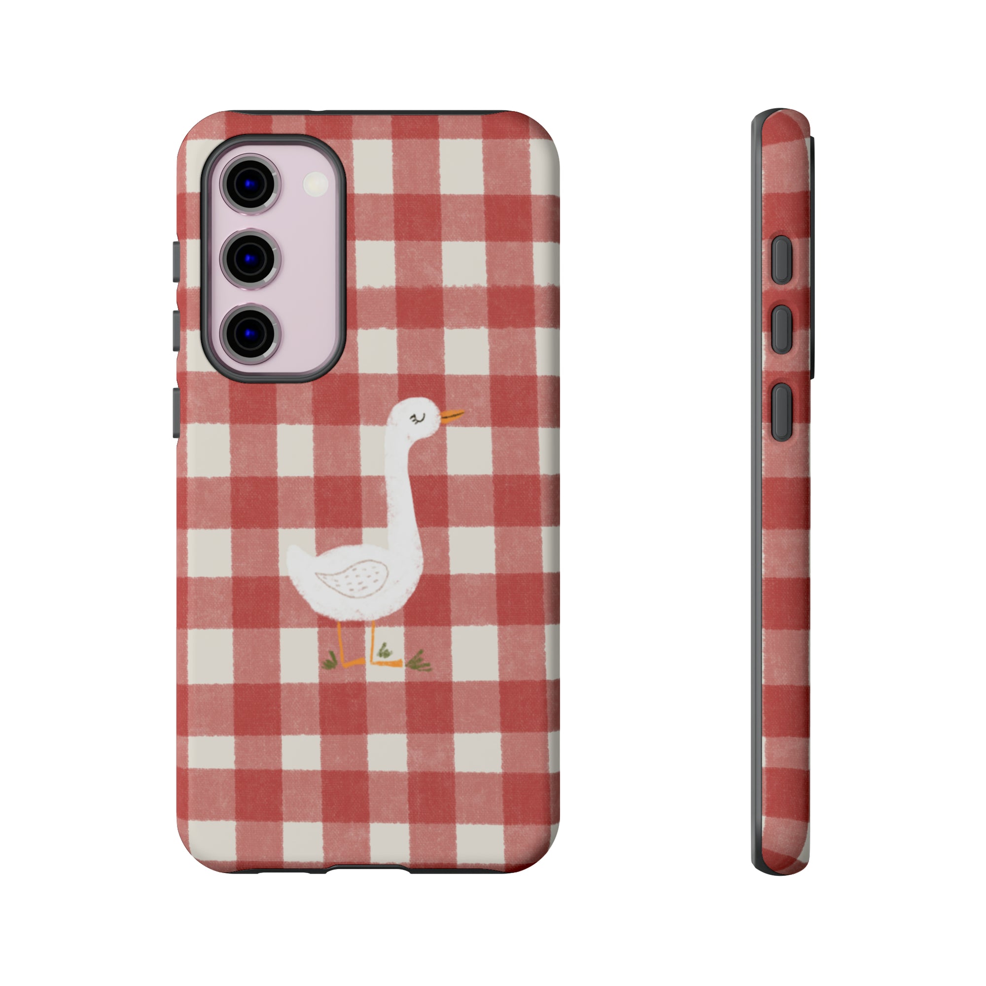 Sweet Goose on Red Plaid - Tough Phone Case