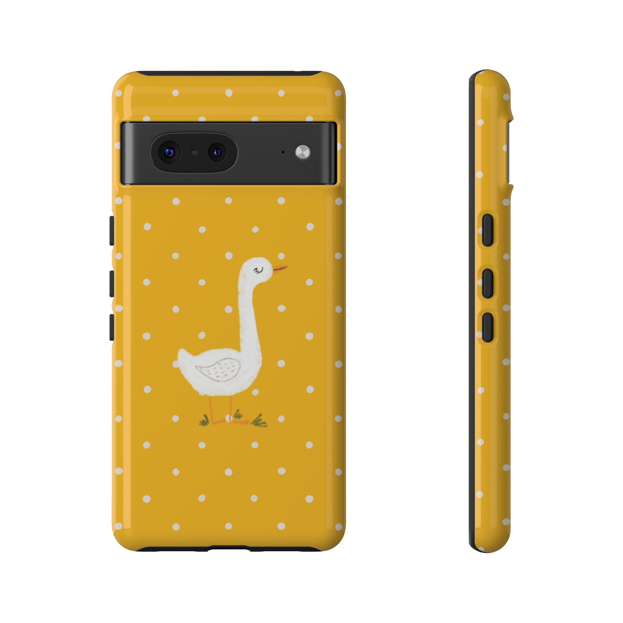 Sweet Goose on Yellow Polk-a-dot  - Tough Phone Case