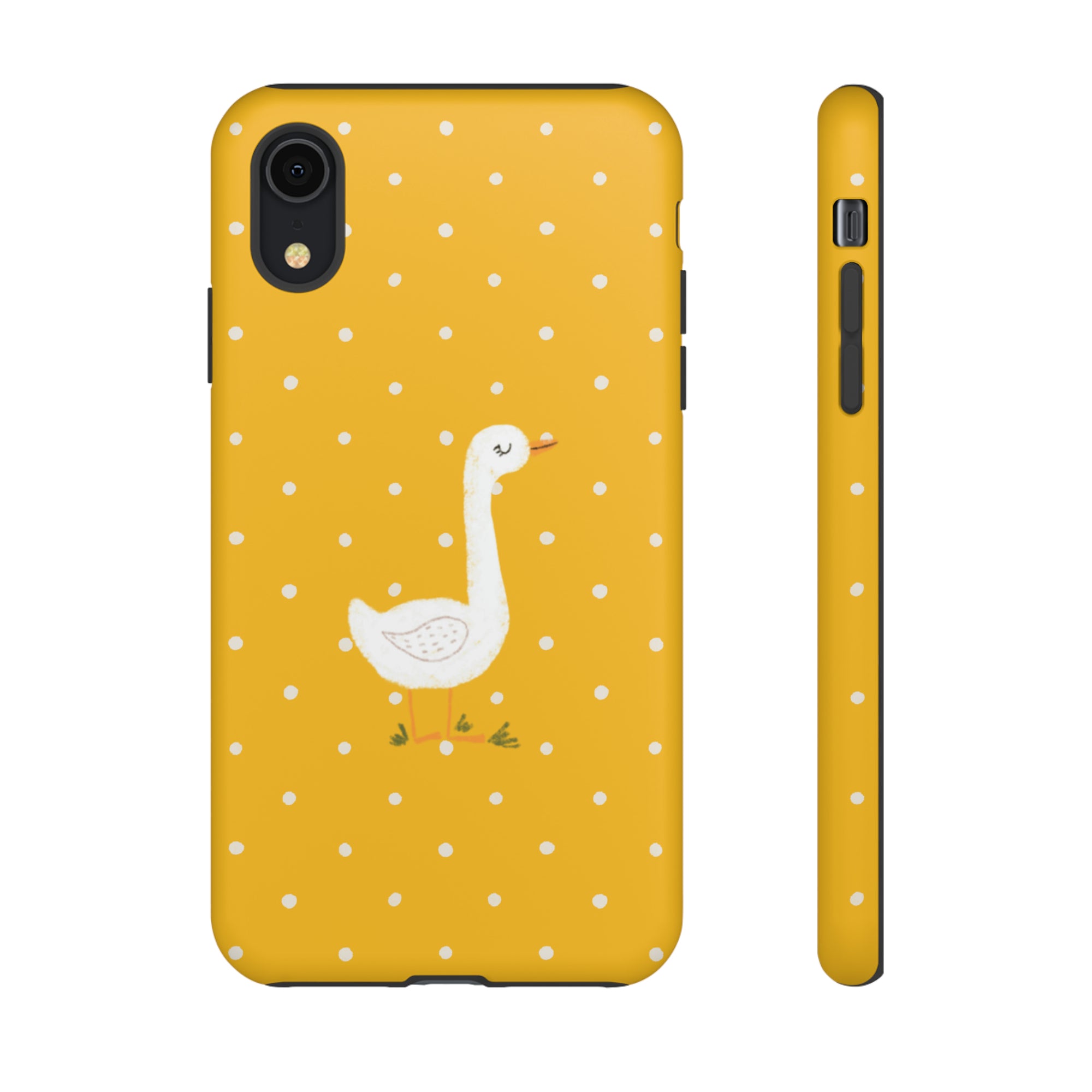 Sweet Goose on Yellow Polk-a-dot  - Tough Phone Case