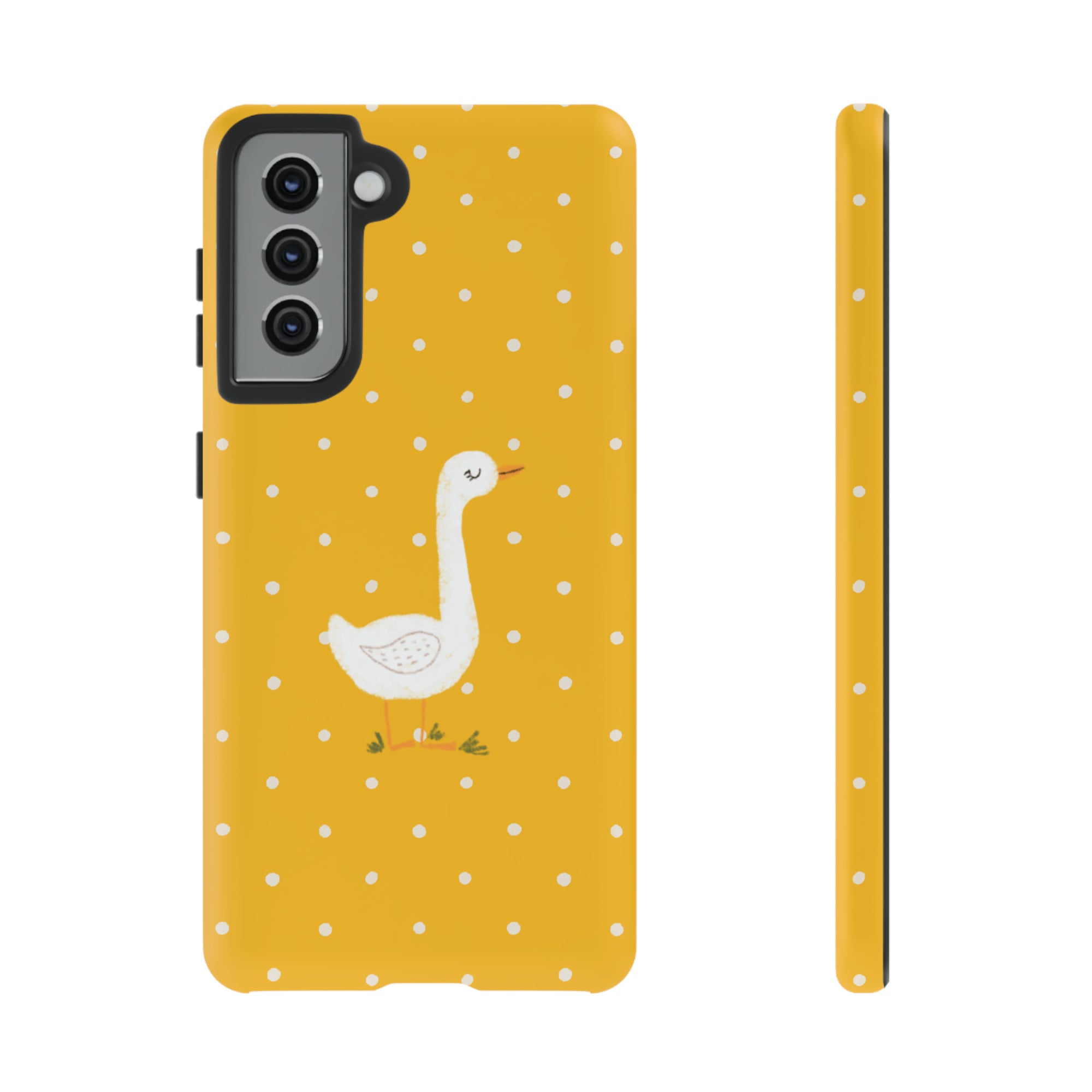 Sweet Goose on Yellow Polk-a-dot  - Tough Phone Case