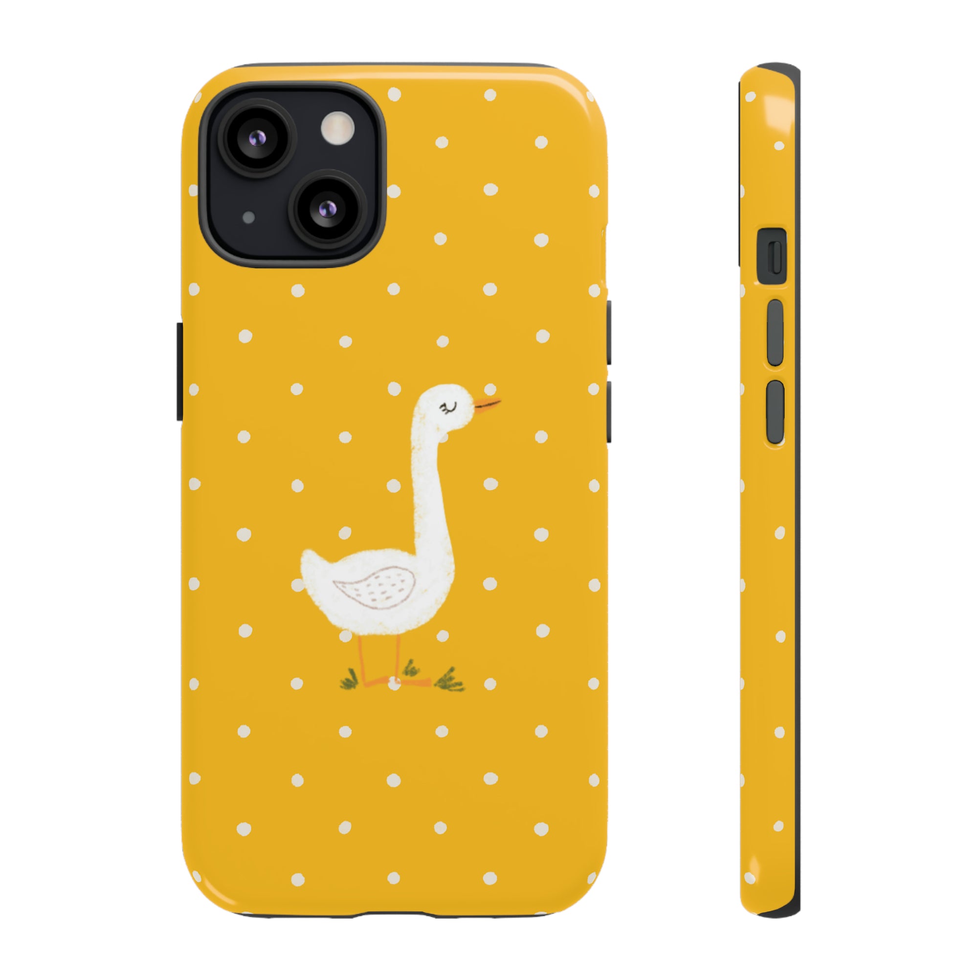 Sweet Goose on Yellow Polk-a-dot  - Tough Phone Case