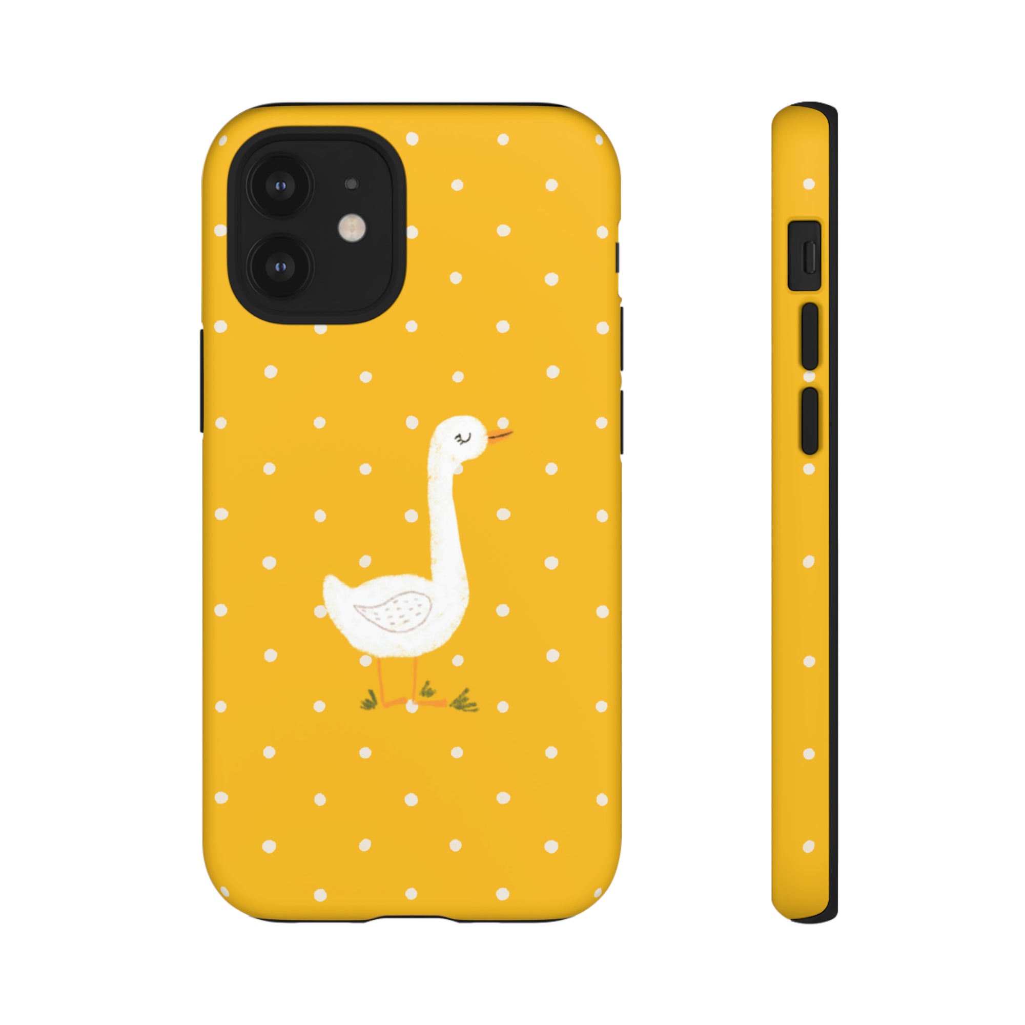 Sweet Goose on Yellow Polk-a-dot  - Tough Phone Case