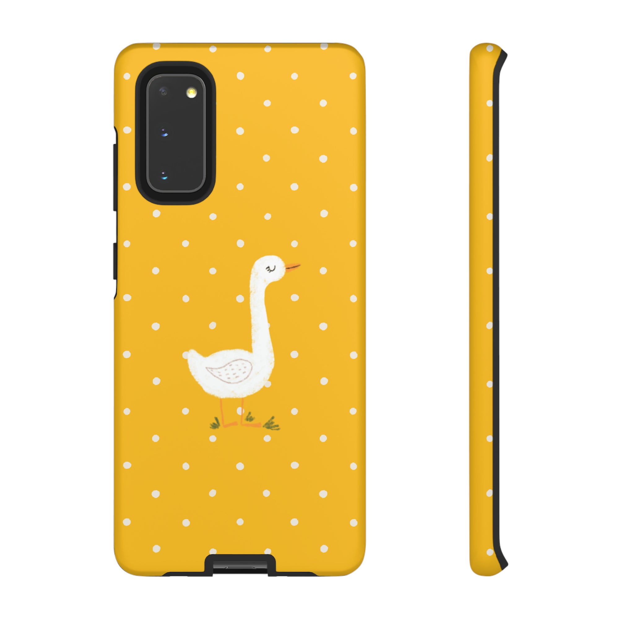 Sweet Goose on Yellow Polk-a-dot  - Tough Phone Case