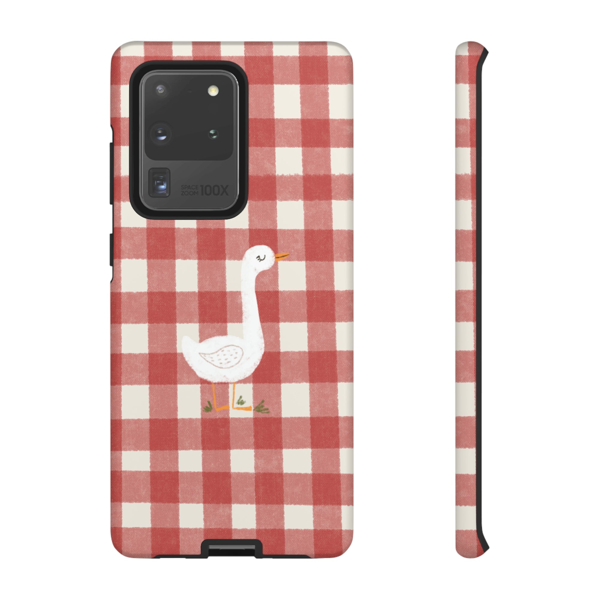 Sweet Goose on Red Plaid - Tough Phone Case