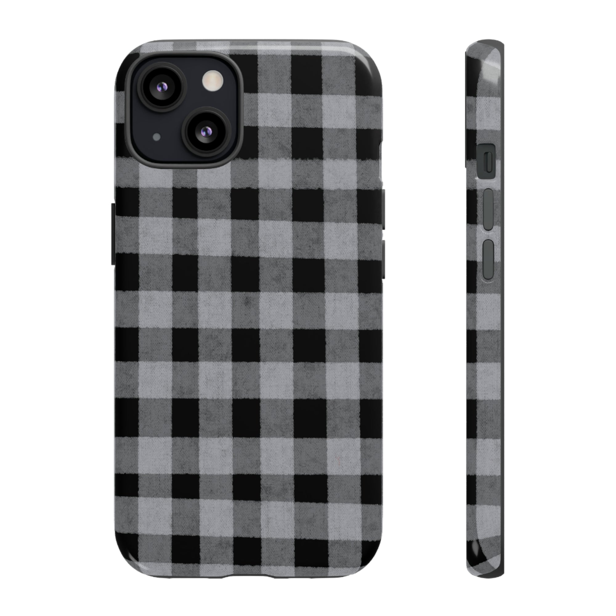 Black and Gray Buffalo Plaid - Tough Phone Case