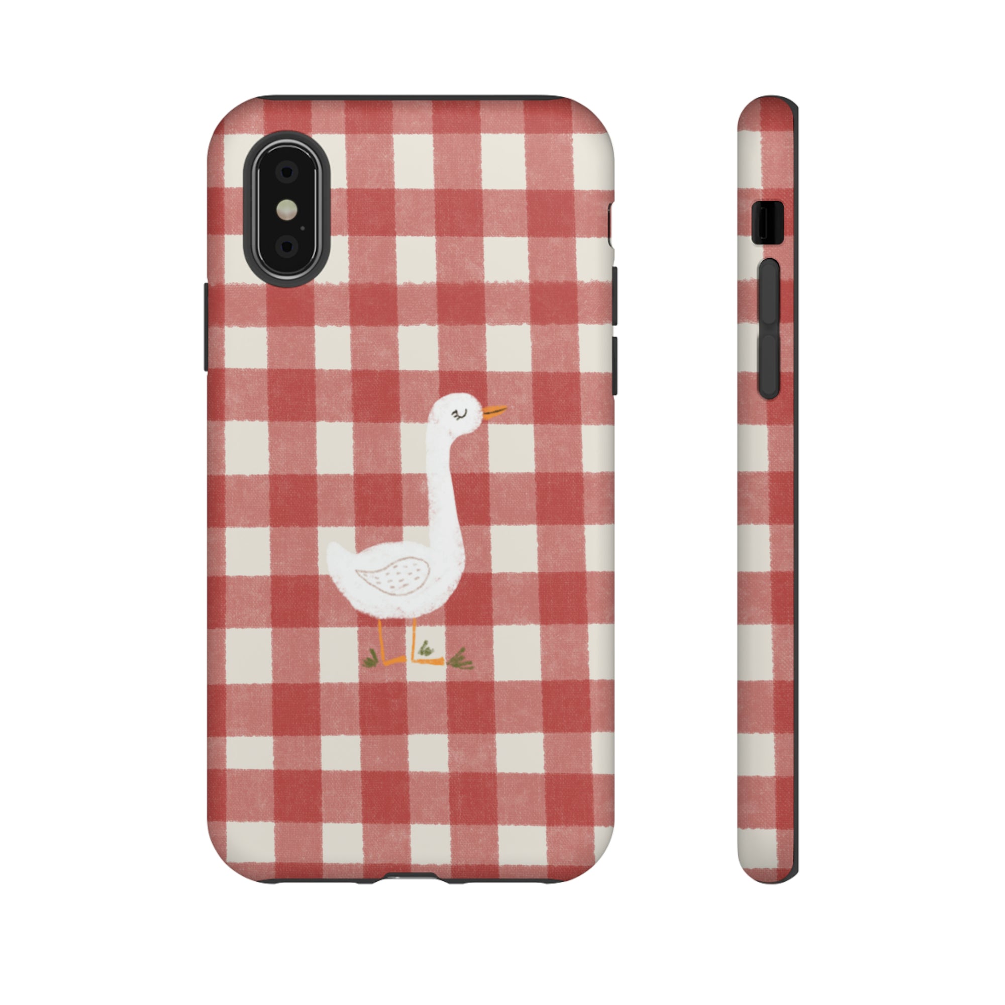 Sweet Goose on Red Plaid - Tough Phone Case