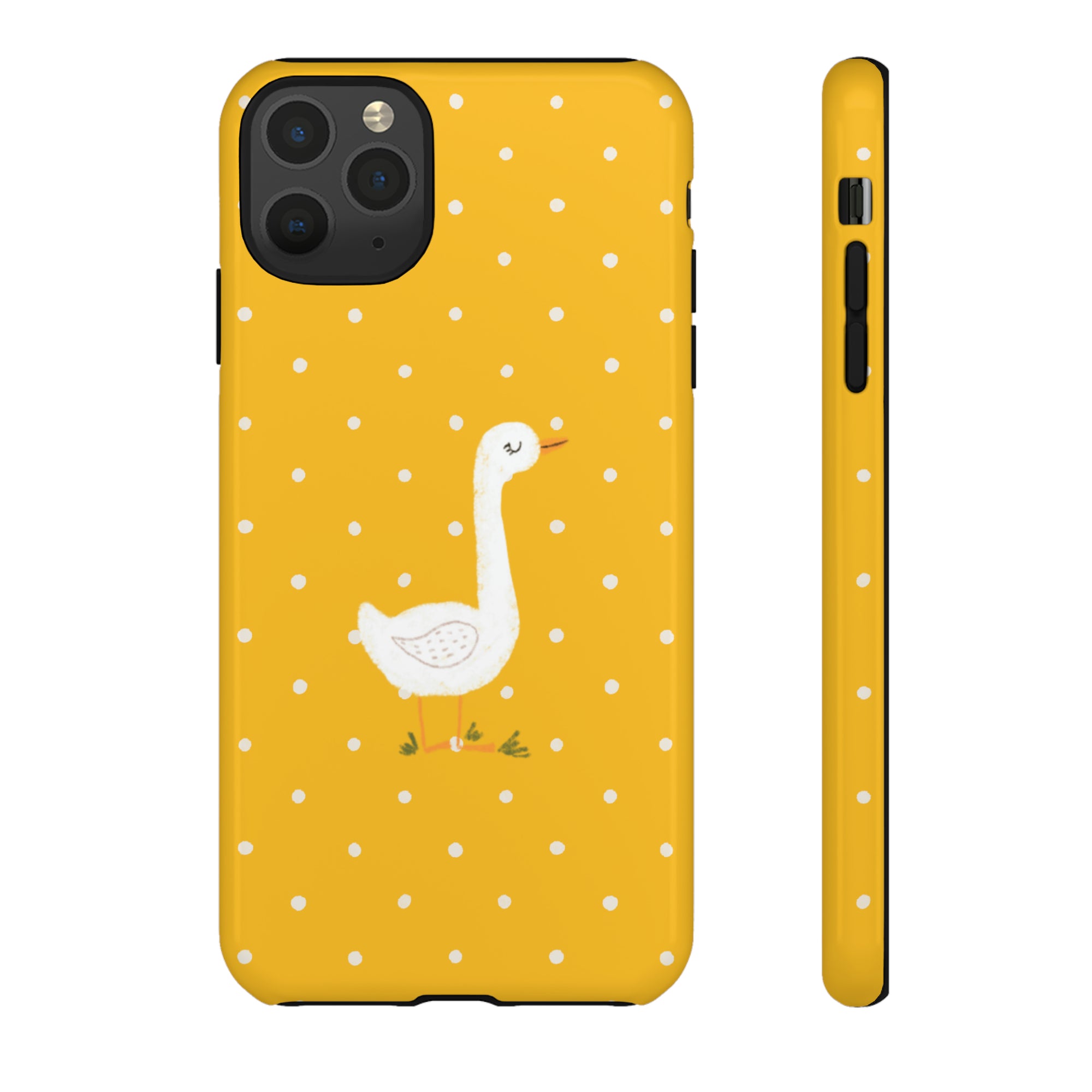 Sweet Goose on Yellow Polk-a-dot  - Tough Phone Case