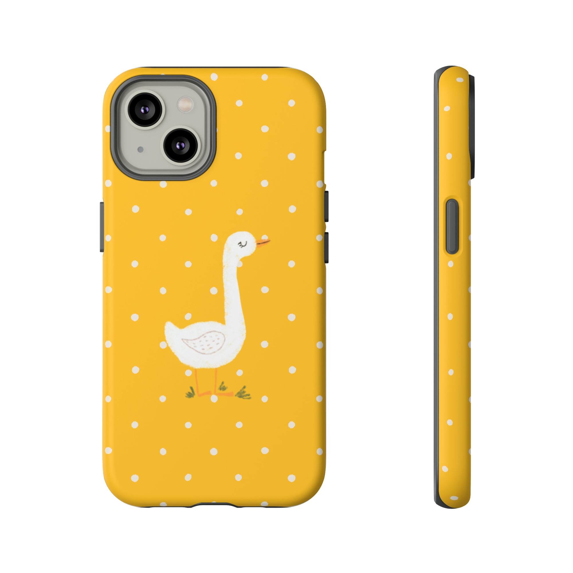 Sweet Goose on Yellow Polk-a-dot  - Tough Phone Case