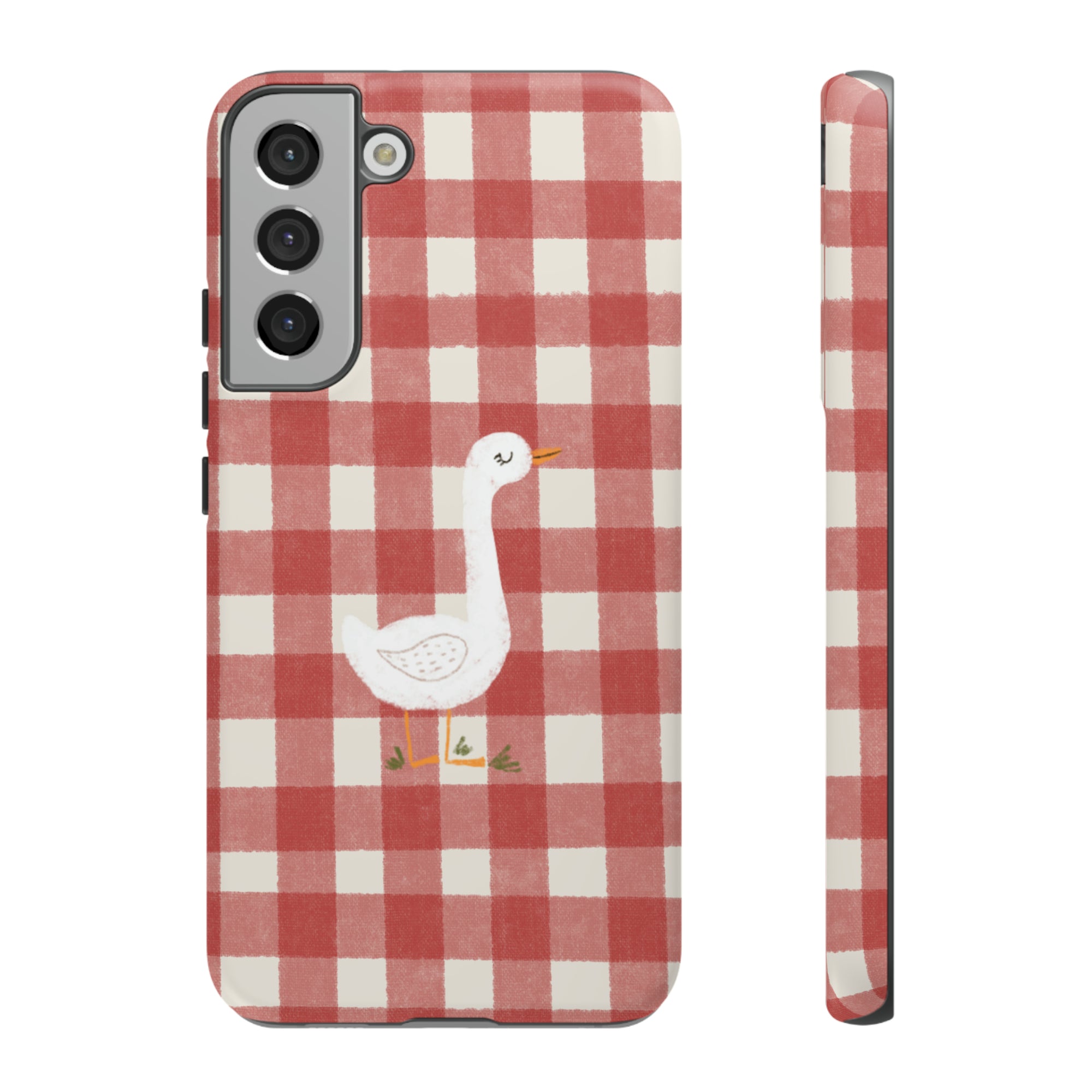 Sweet Goose on Red Plaid - Tough Phone Case