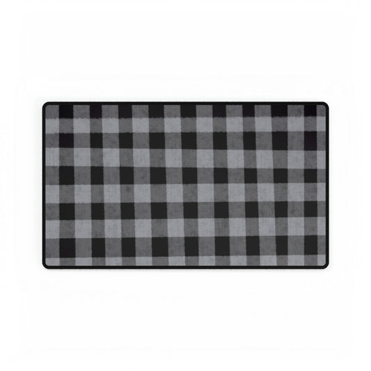 Gray and Black Buffalo Plaid - Desk Mat Mouse Pad