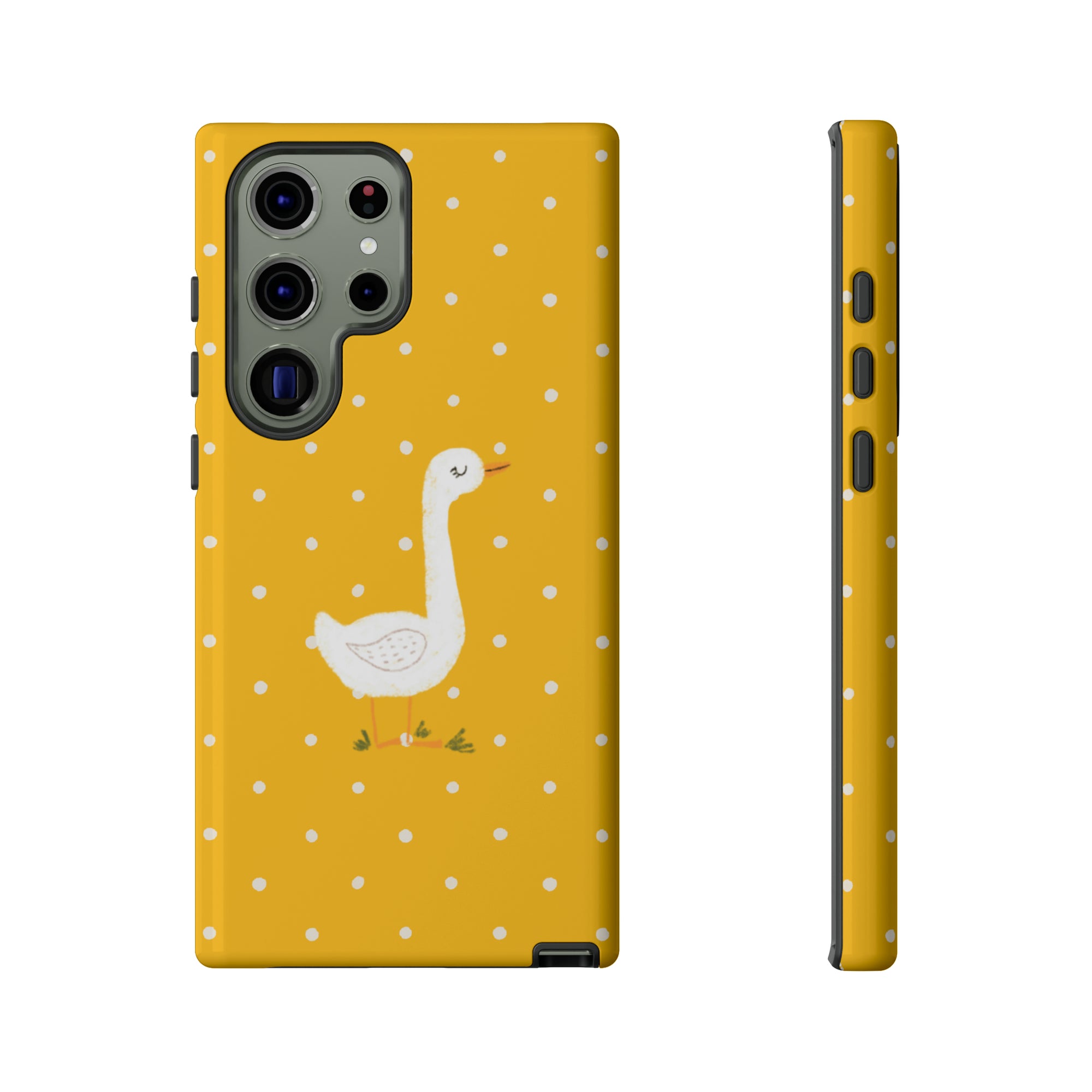 Sweet Goose on Yellow Polk-a-dot  - Tough Phone Case