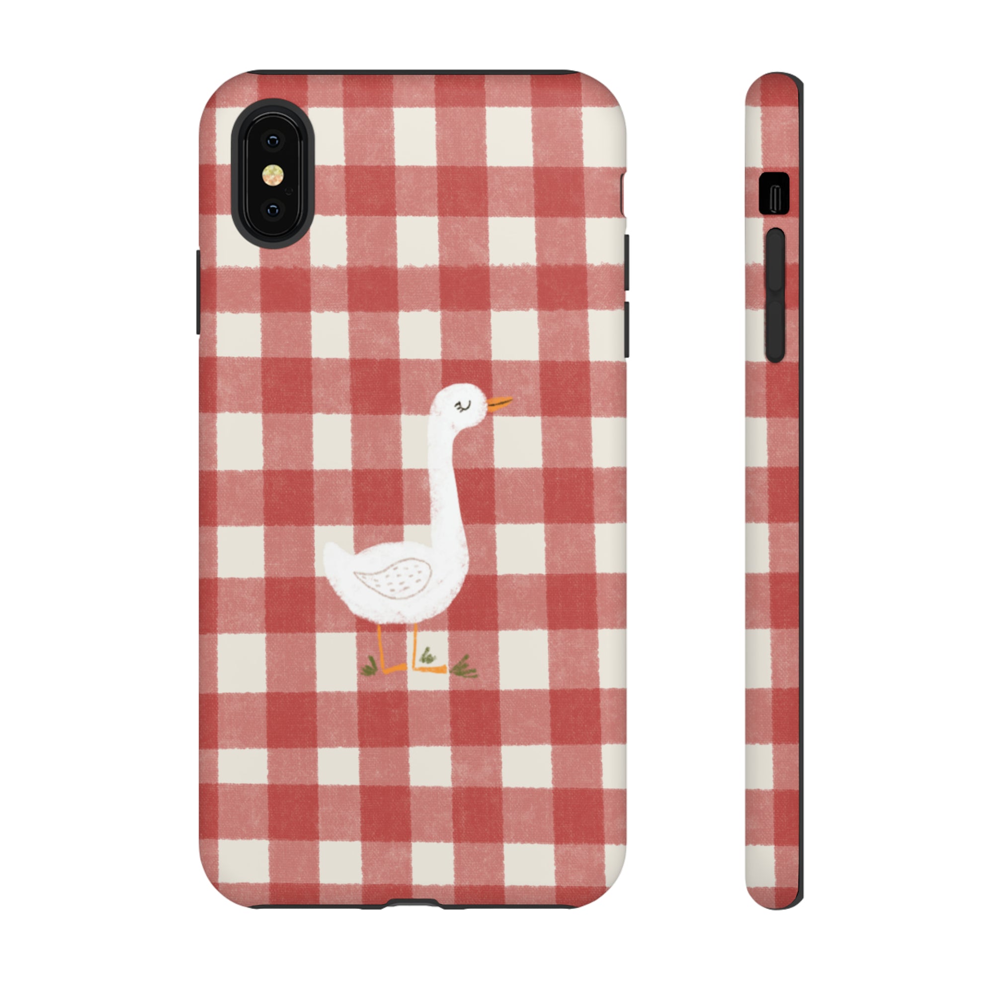 Sweet Goose on Red Plaid - Tough Phone Case