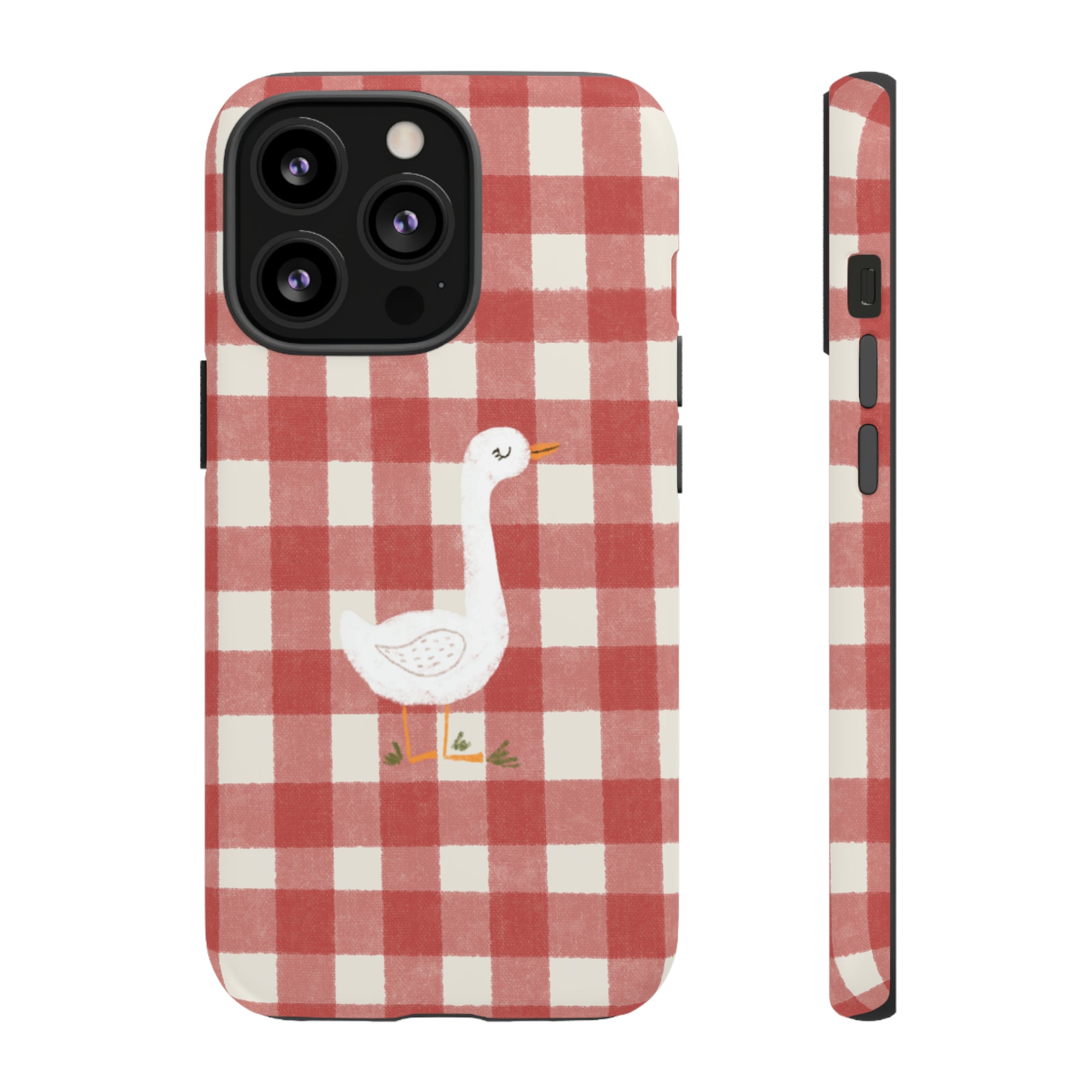 Sweet Goose on Red Plaid - Tough Phone Case