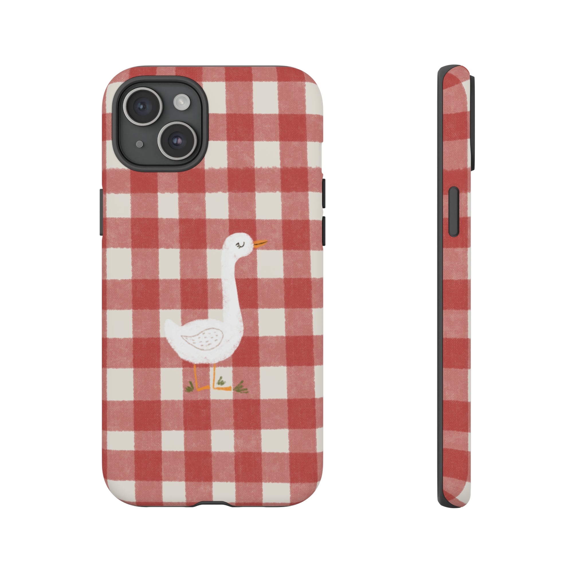 Sweet Goose on Red Plaid - Tough Phone Case