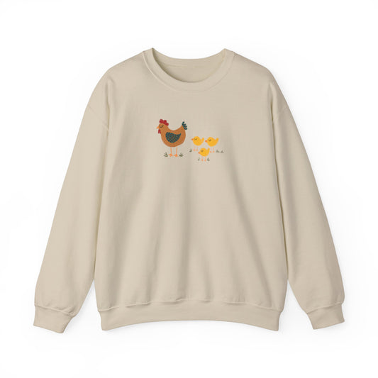 Chicken with Her Chicks Crewneck Sweatshirt