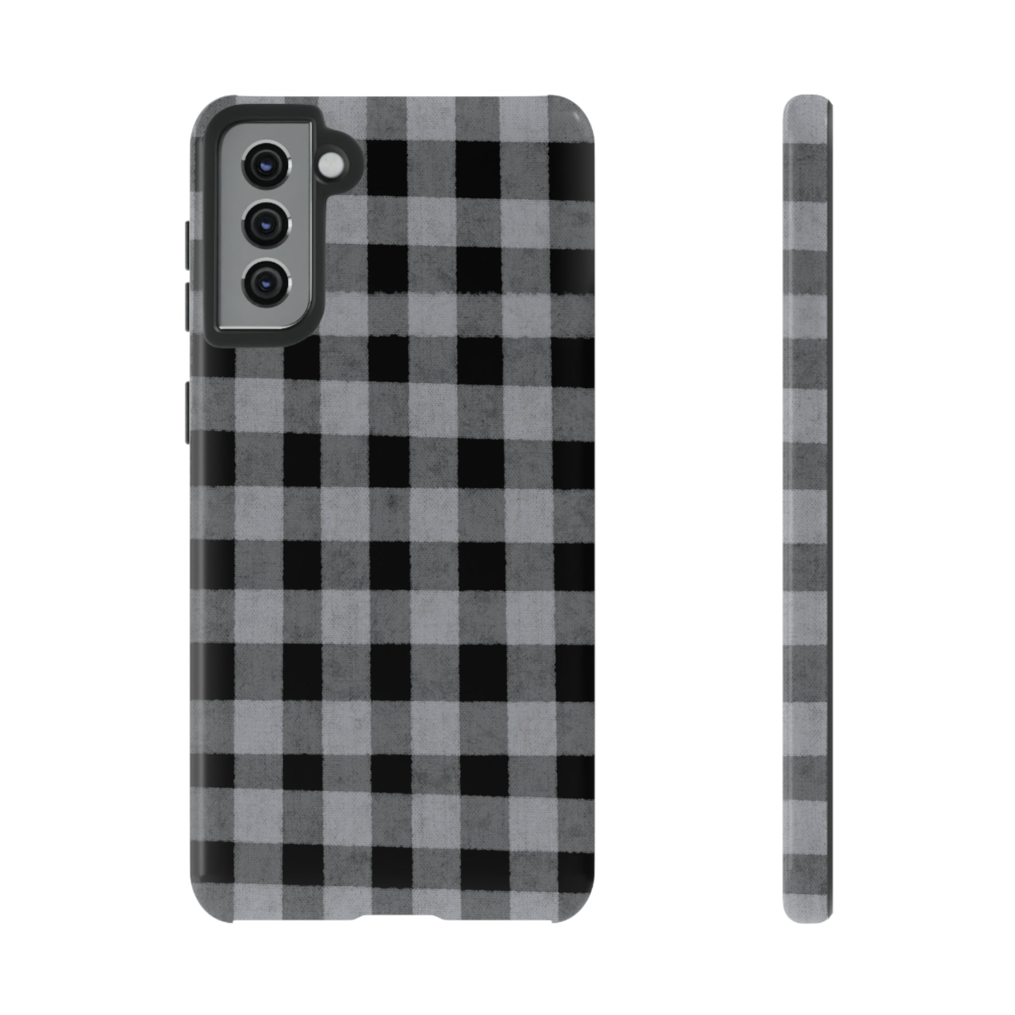 Black and Gray Buffalo Plaid - Tough Phone Case