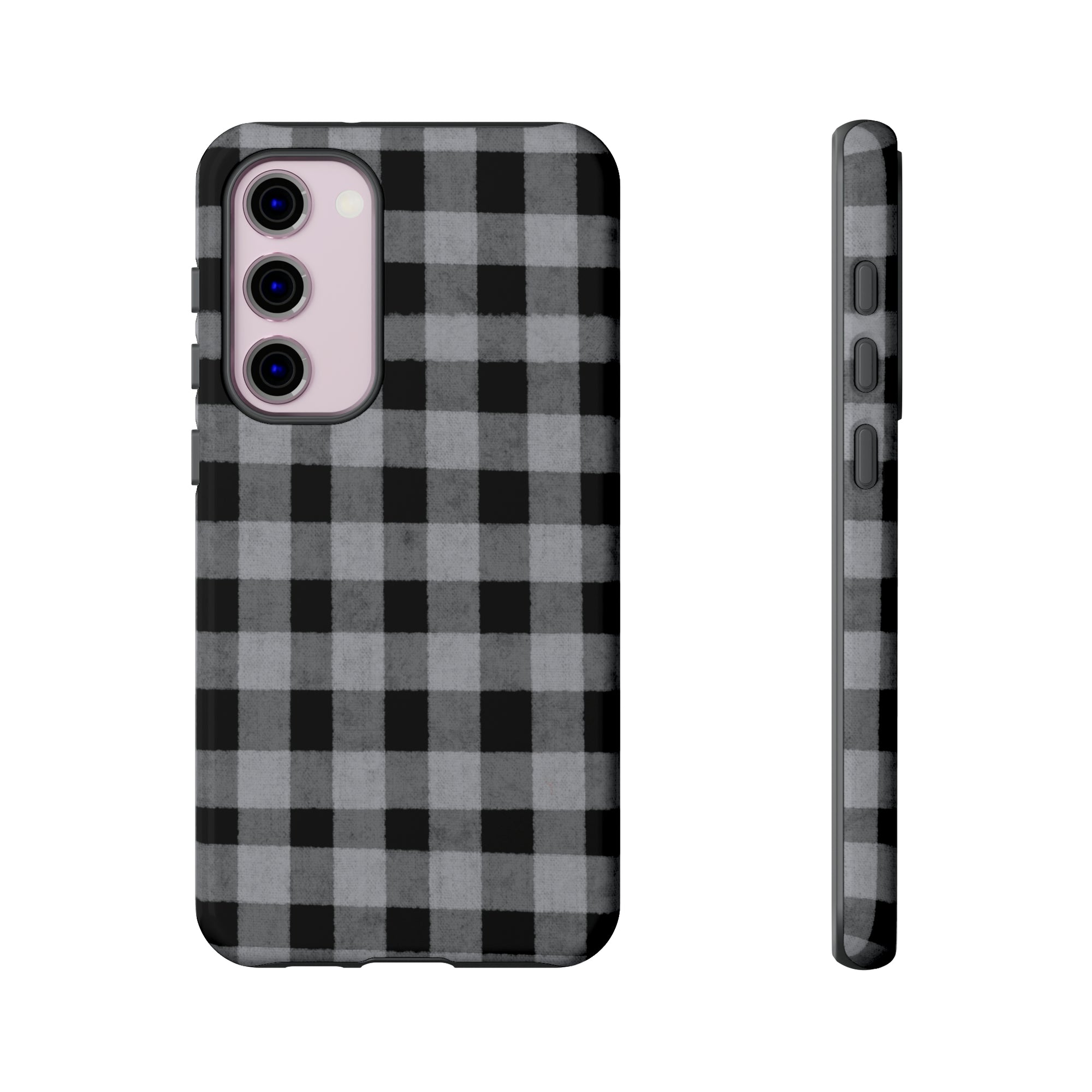 Black and Gray Buffalo Plaid - Tough Phone Case