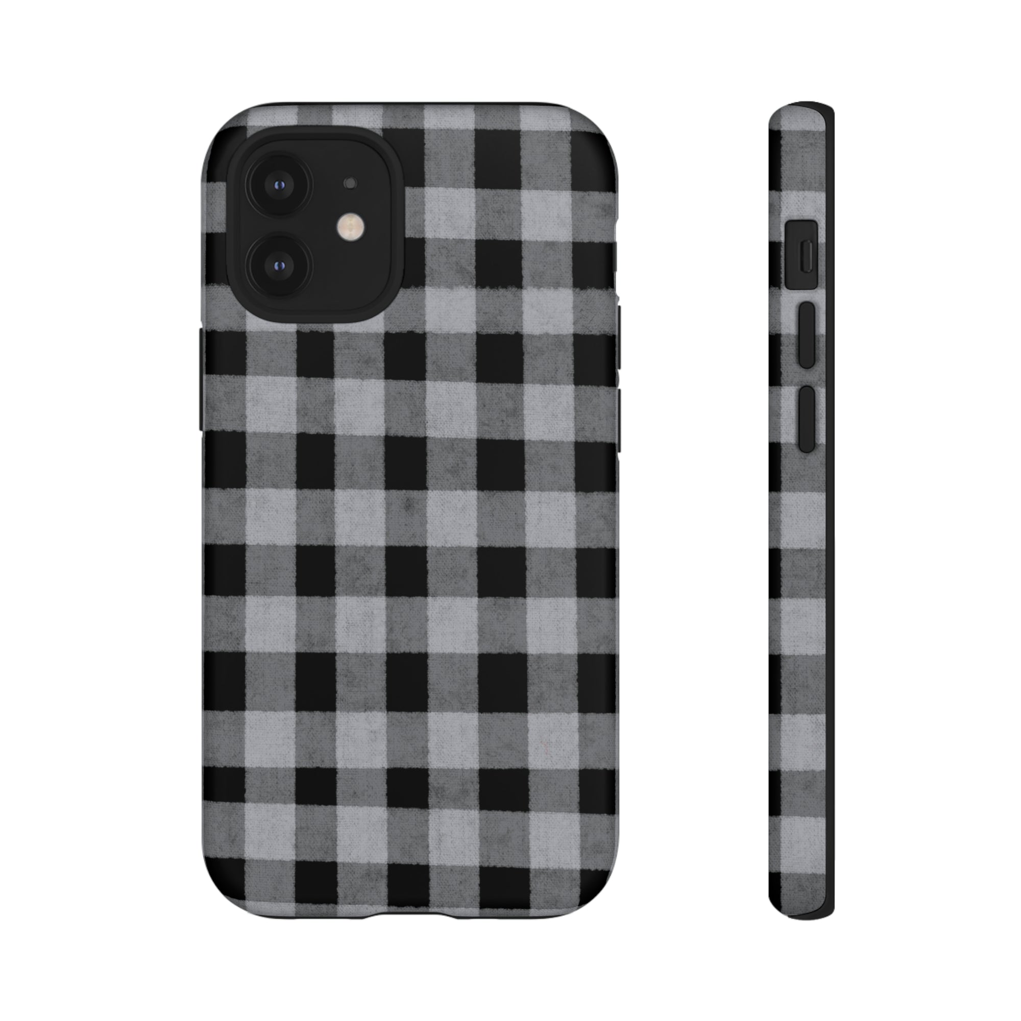 Black and Gray Buffalo Plaid - Tough Phone Case