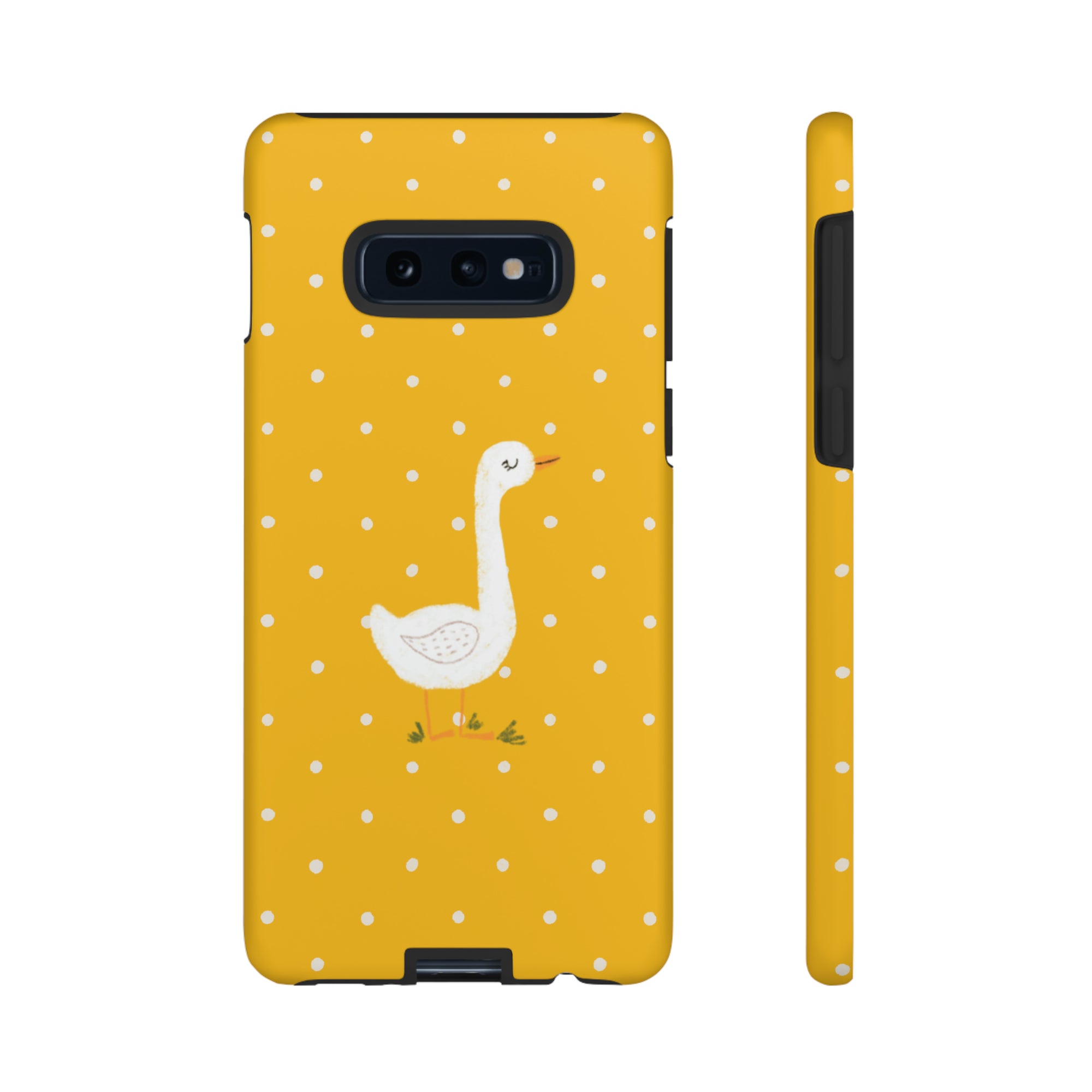 Sweet Goose on Yellow Polk-a-dot  - Tough Phone Case