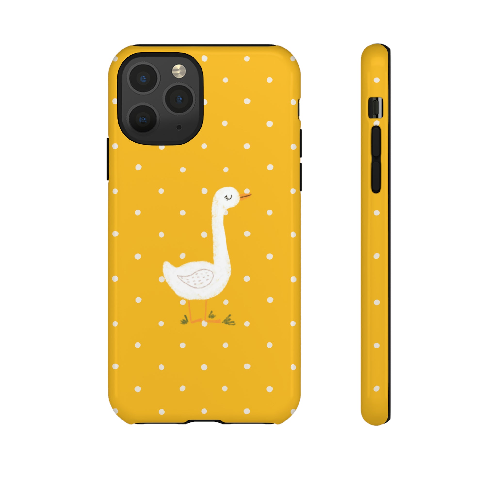 Sweet Goose on Yellow Polk-a-dot  - Tough Phone Case