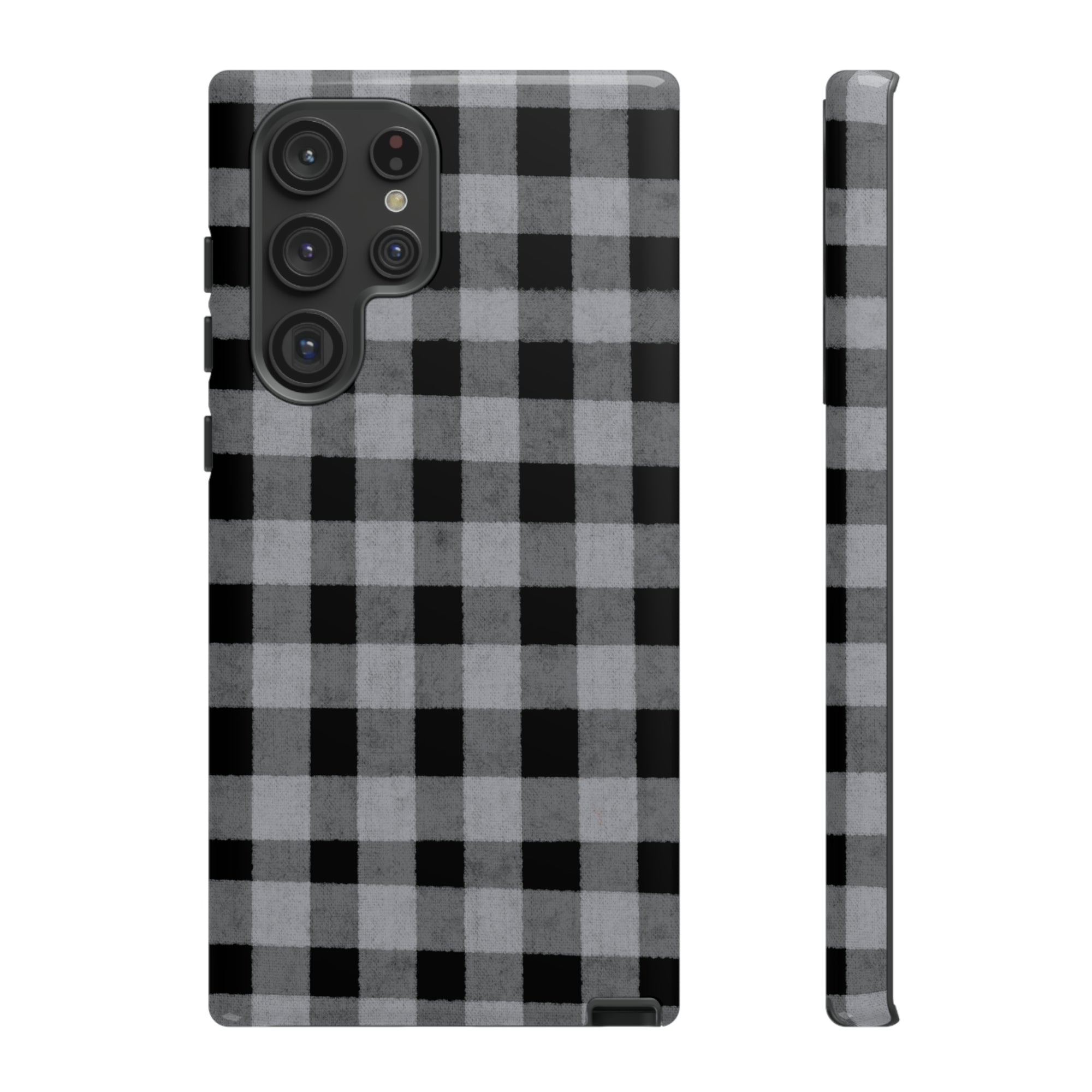 Black and Gray Buffalo Plaid - Tough Phone Case