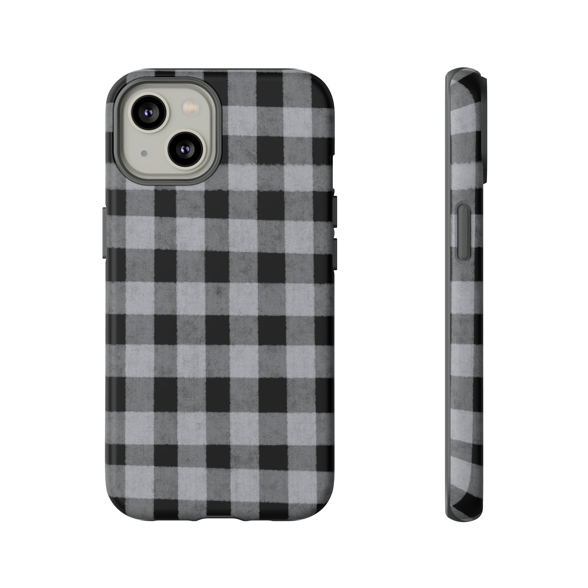 Black and Gray Buffalo Plaid - Tough Phone Case