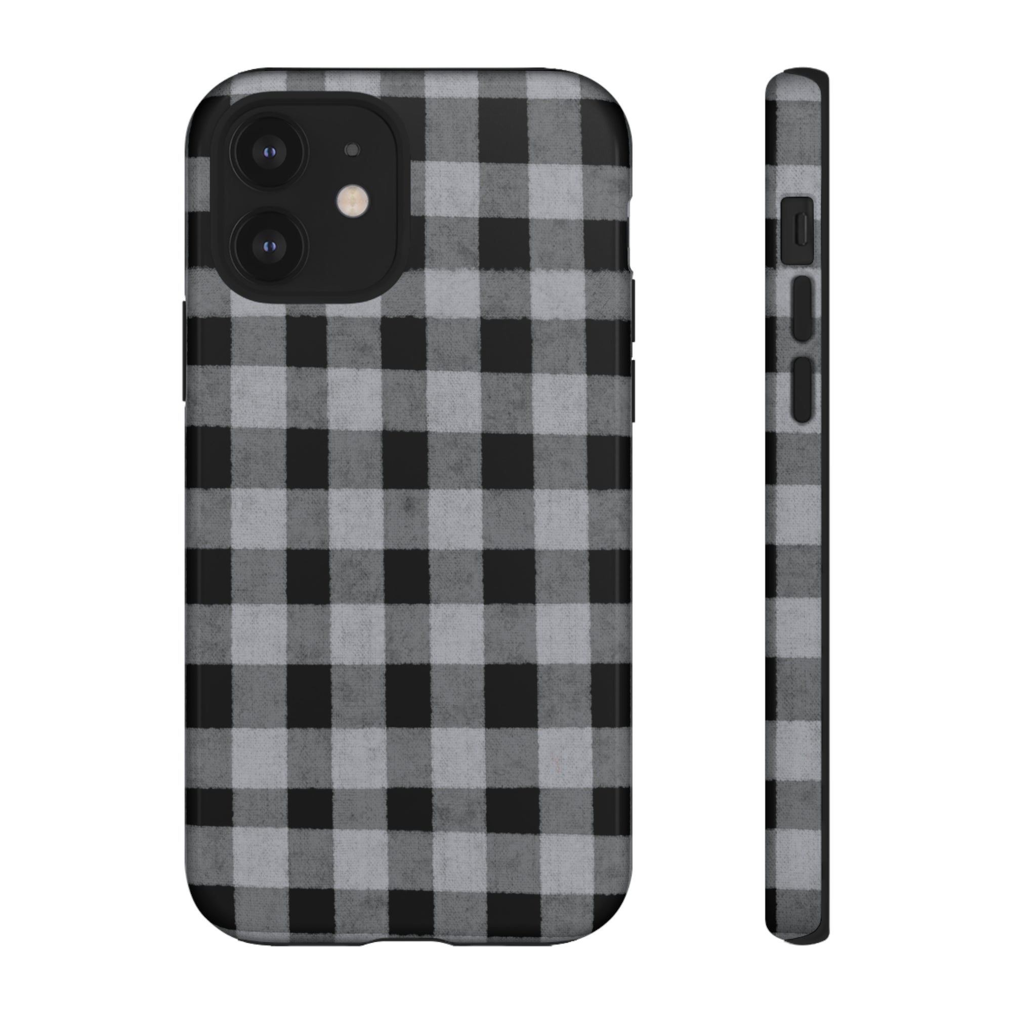 Black and Gray Buffalo Plaid - Tough Phone Case