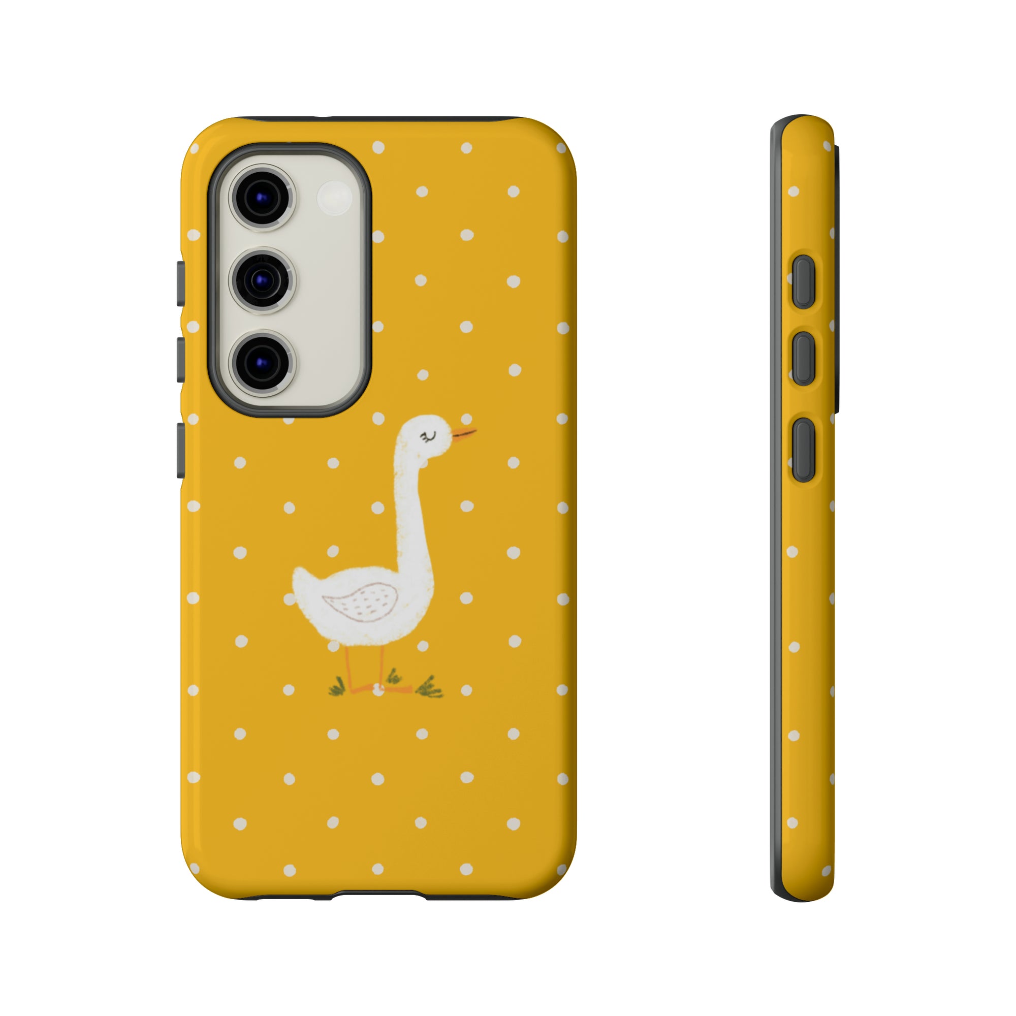 Sweet Goose on Yellow Polk-a-dot  - Tough Phone Case