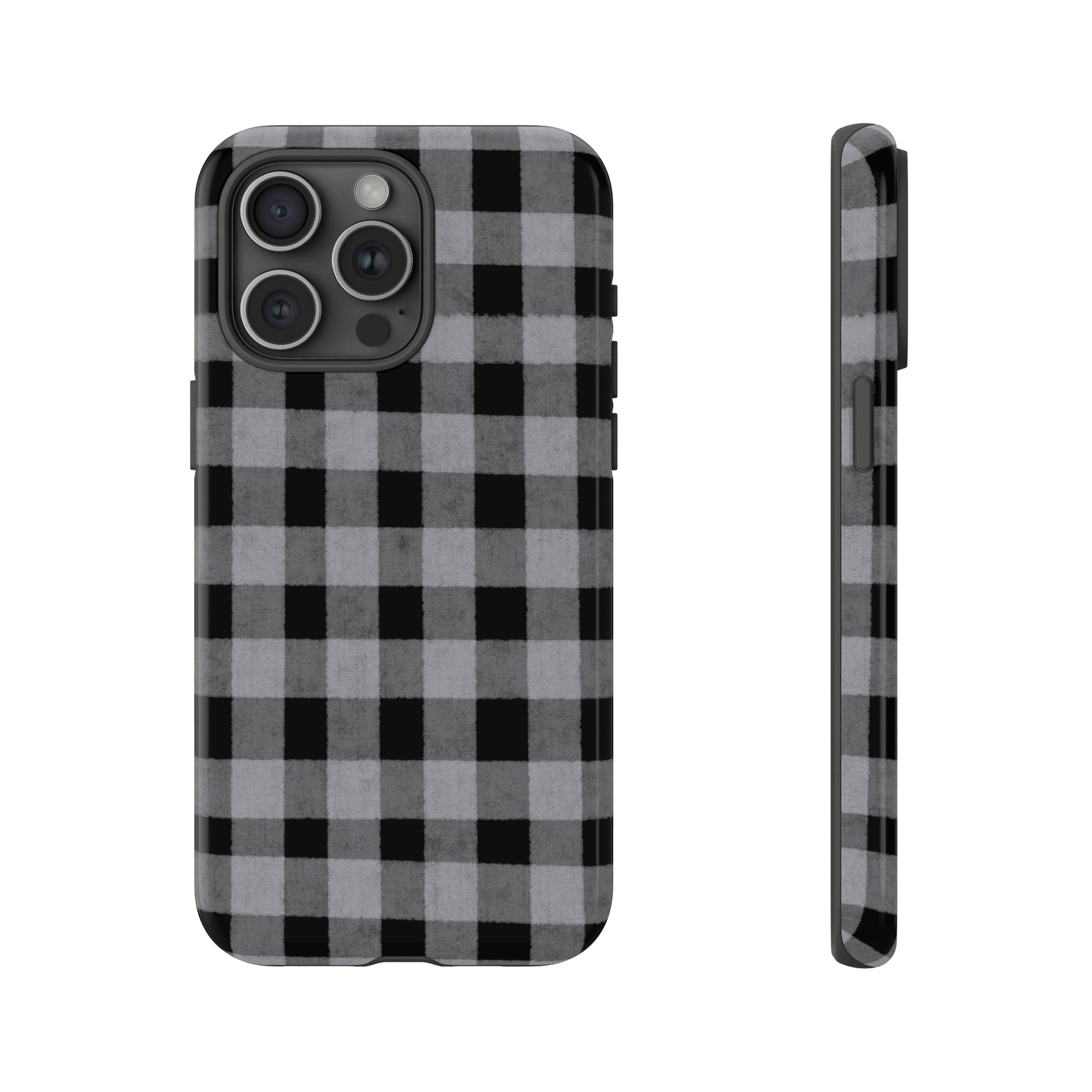 Black and Gray Buffalo Plaid - Tough Phone Case