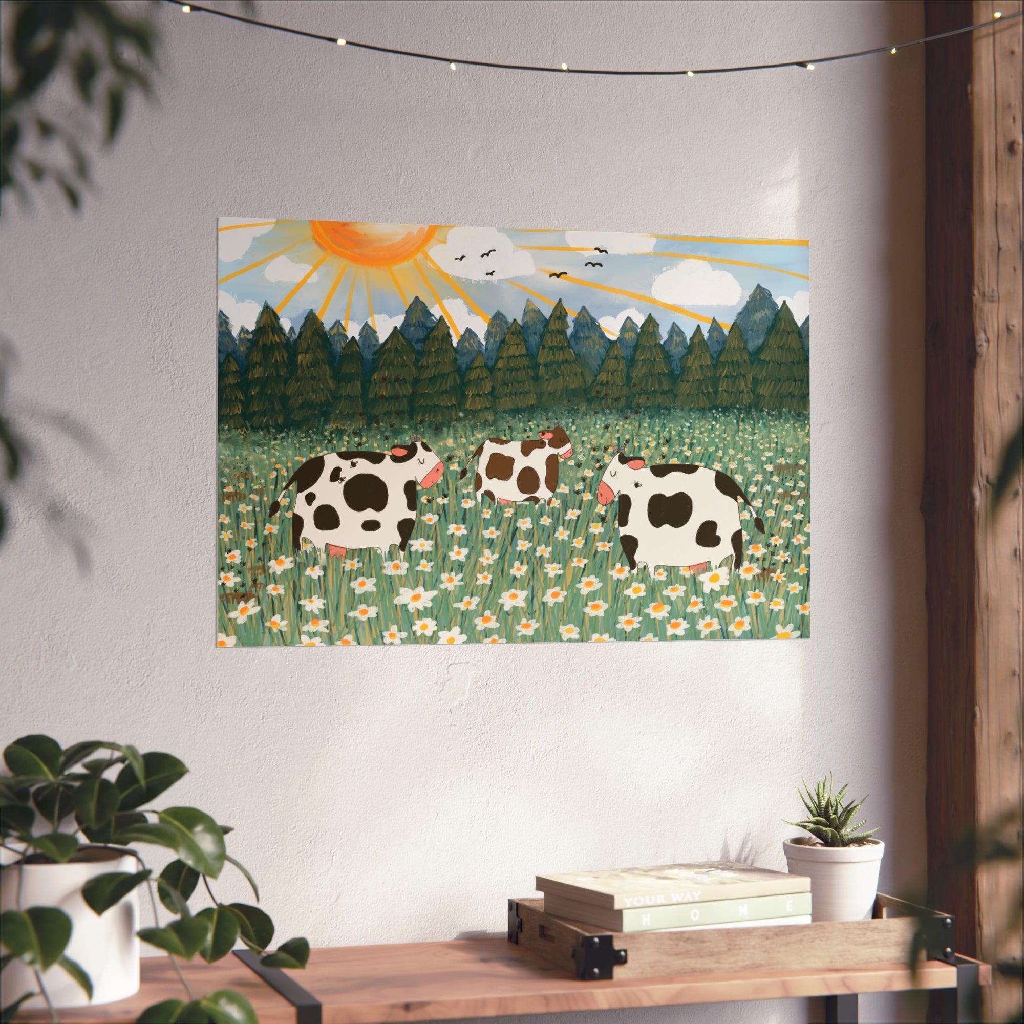 Happy Cows in a Daisy Field - Fine Art Print