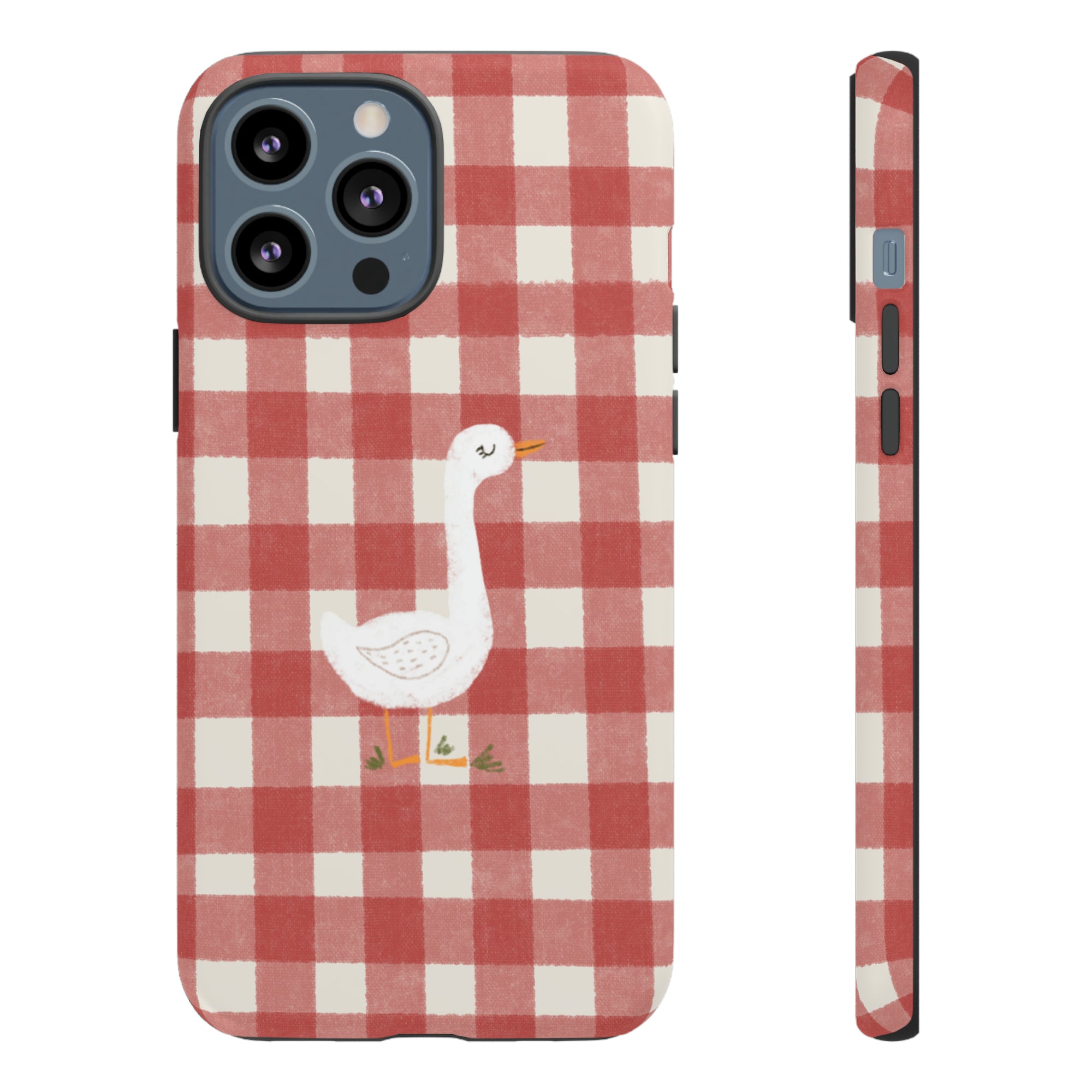 Sweet Goose on Red Plaid - Tough Phone Case