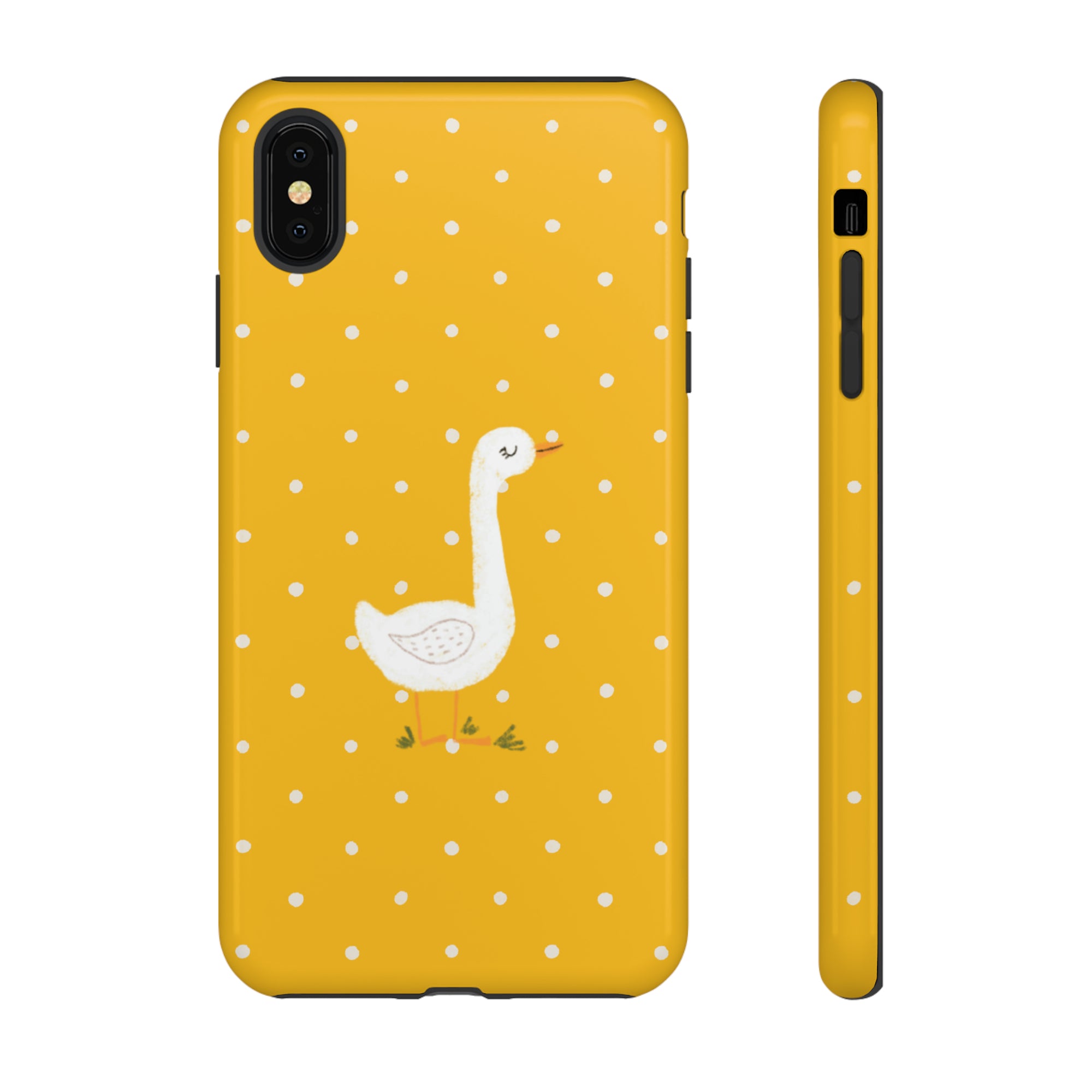 Sweet Goose on Yellow Polk-a-dot  - Tough Phone Case