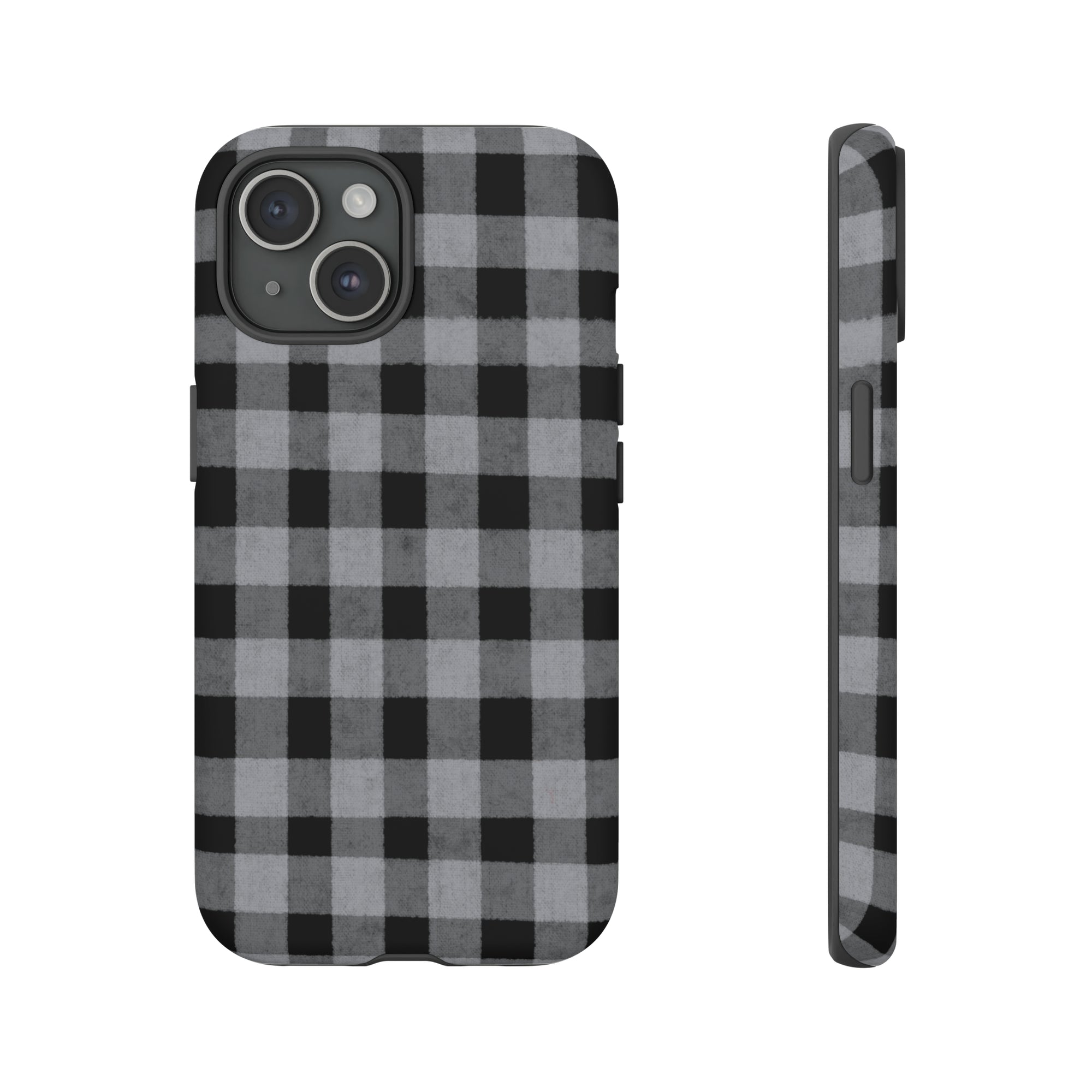 Black and Gray Buffalo Plaid - Tough Phone Case